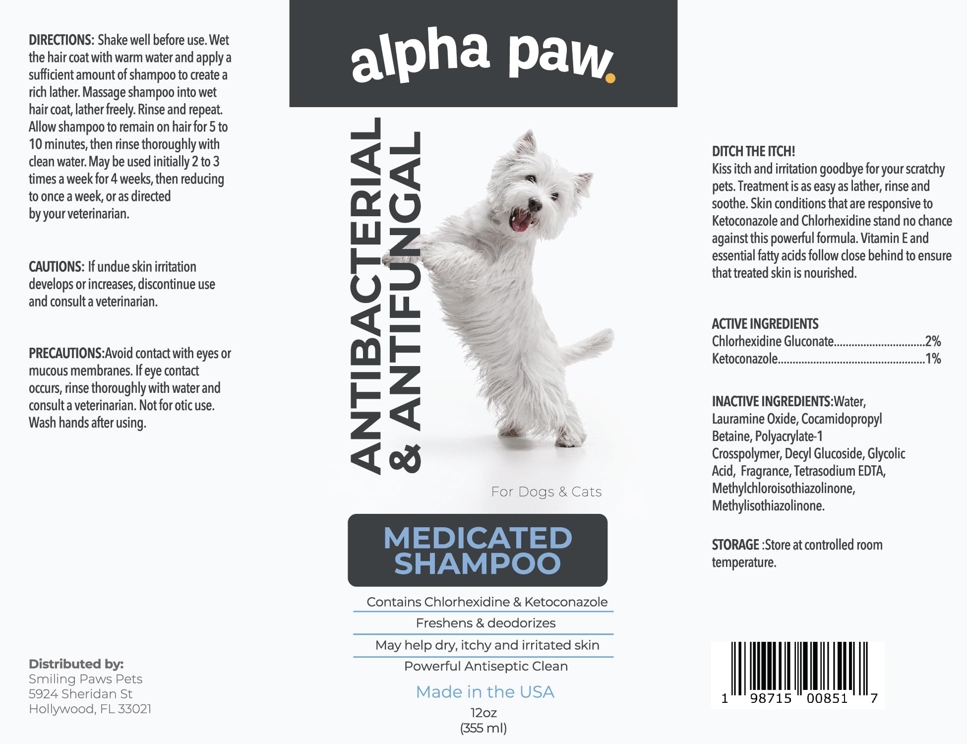 Smiling Paws Pets Medicated Grooming Kit Including: Wipes, Shampoo, And Brush For Dogs & Cats