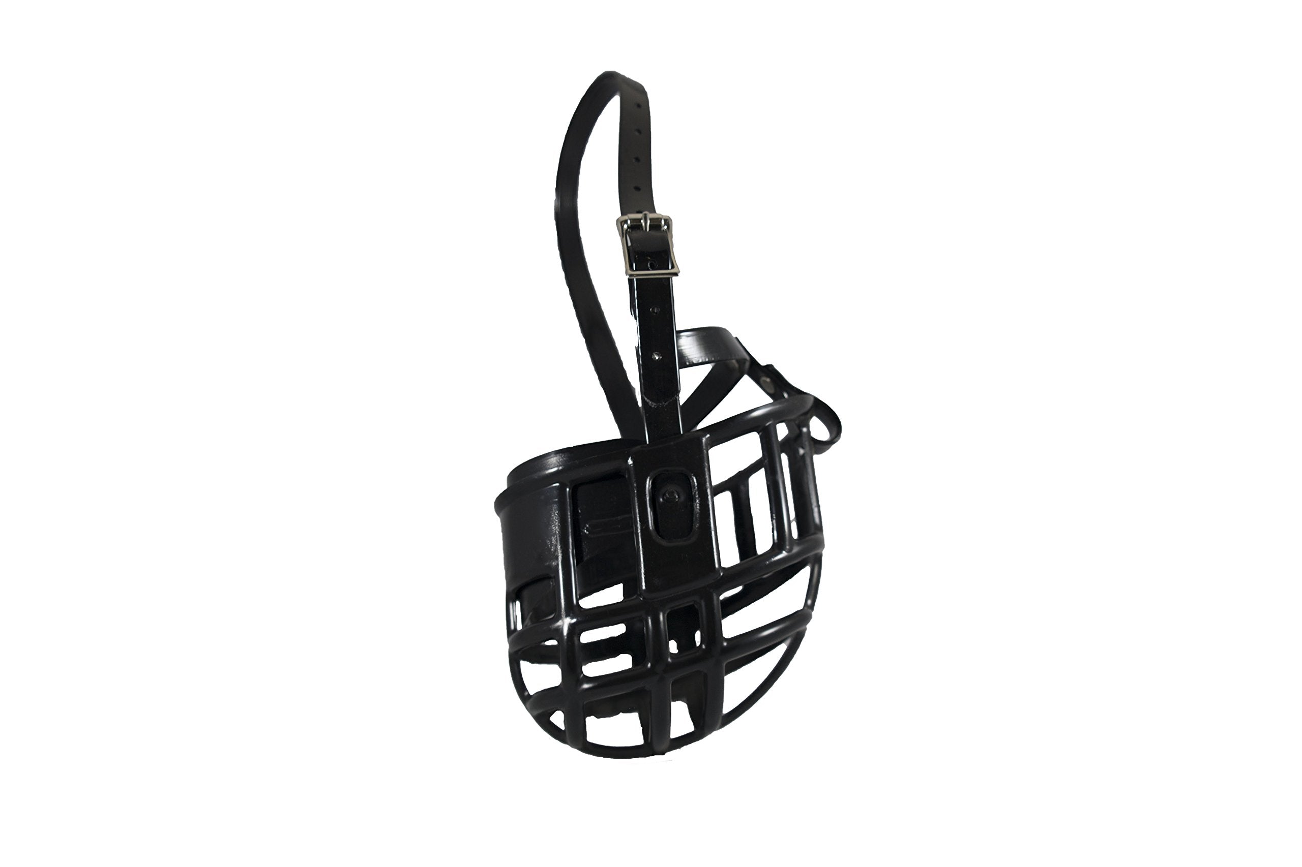 Birdwell Enterprises - Plastic Dog Muzzle With Adjustable Plastic Coated Nylon Headstall - Made In The Usa - (Medium, Black)