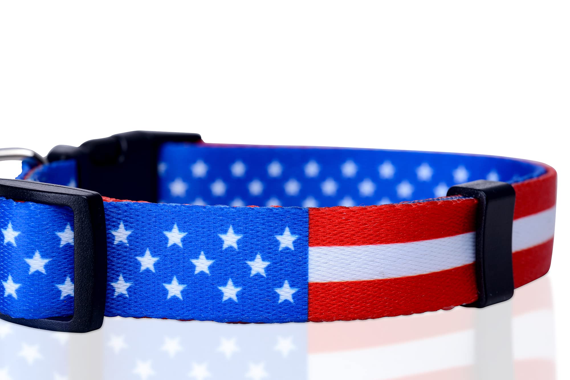 Native Pup American Flag Dog Collar- Red White and Blue- Patriotic Collars for 4th of July, USA- Adjustable Small, Medium, Large