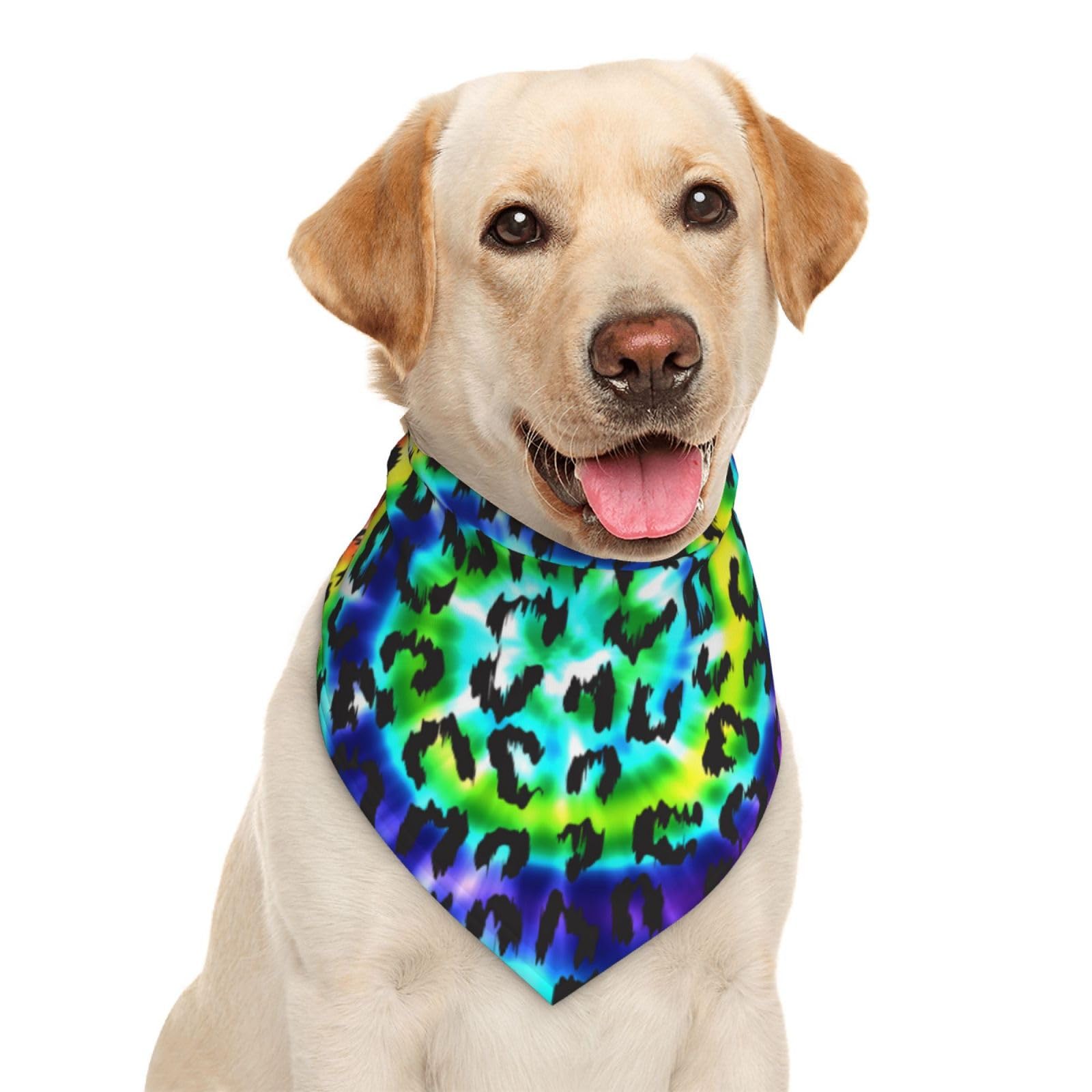 Leopard Leopard Rainbow Cool Cute Tie Dye Dog Bandana Scarf Triangle Bibs Pet Accessories Cat Kerchief