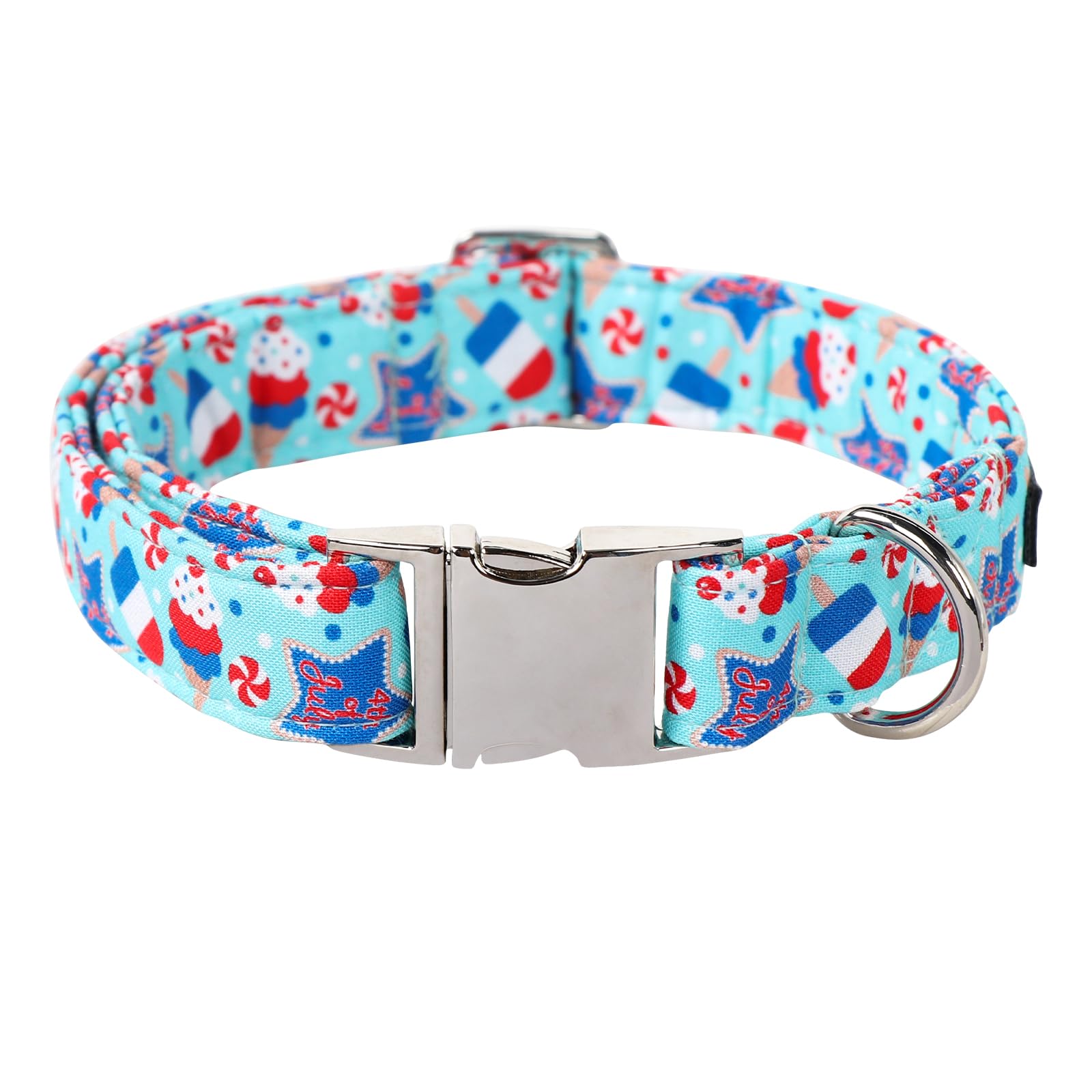 Maca Bates 4Th Of July Basic Dog Collar American Flag Usa Patriotic 4 Of 7 Dogs Collars Adjustable Soft Blue Independence Day Gi