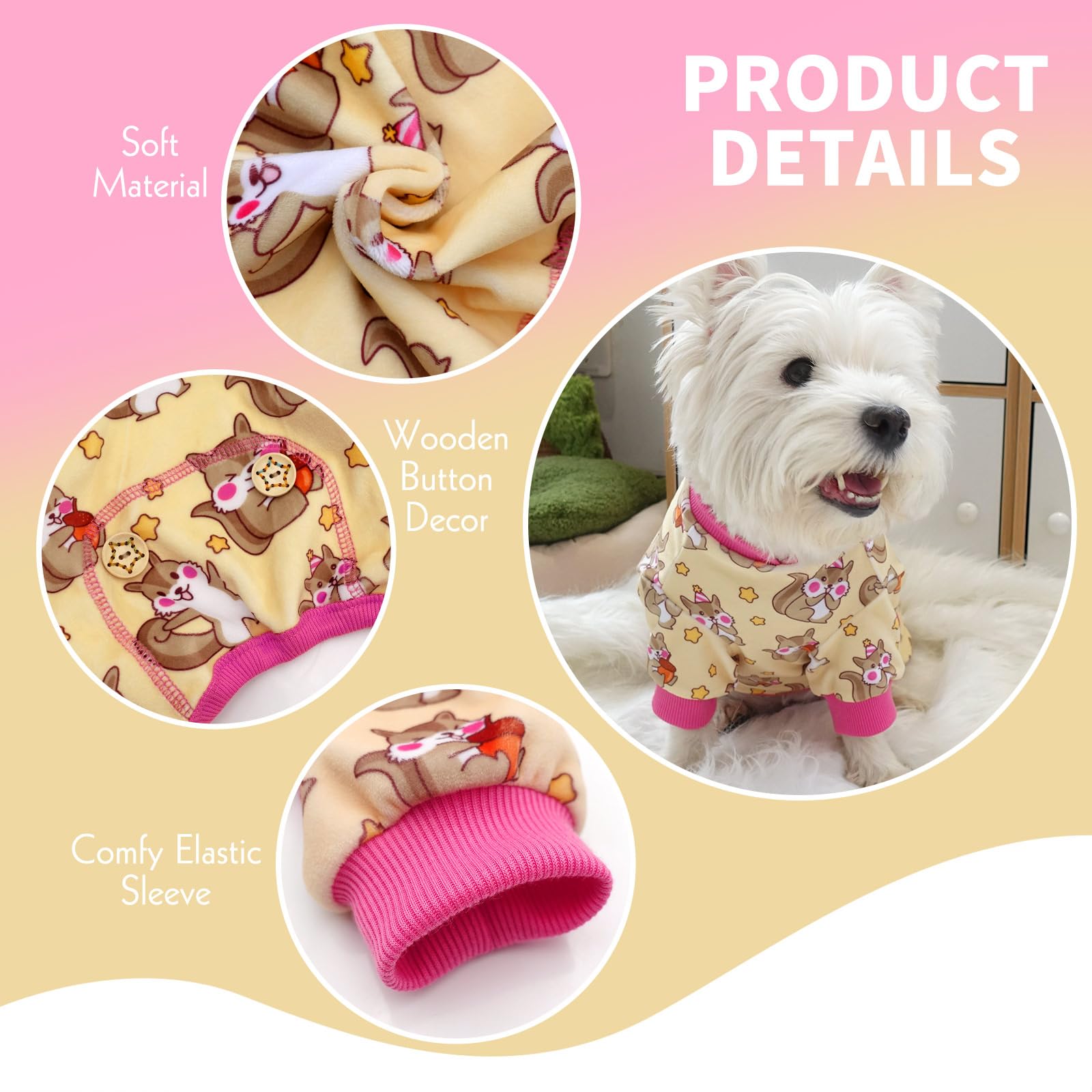 KYEESE Dog Pajama Soft Material Stretchable Dogs Pajamas Onesie Pet Pjs Dogs Apparel for Small Dogs, Chipmunk, Large