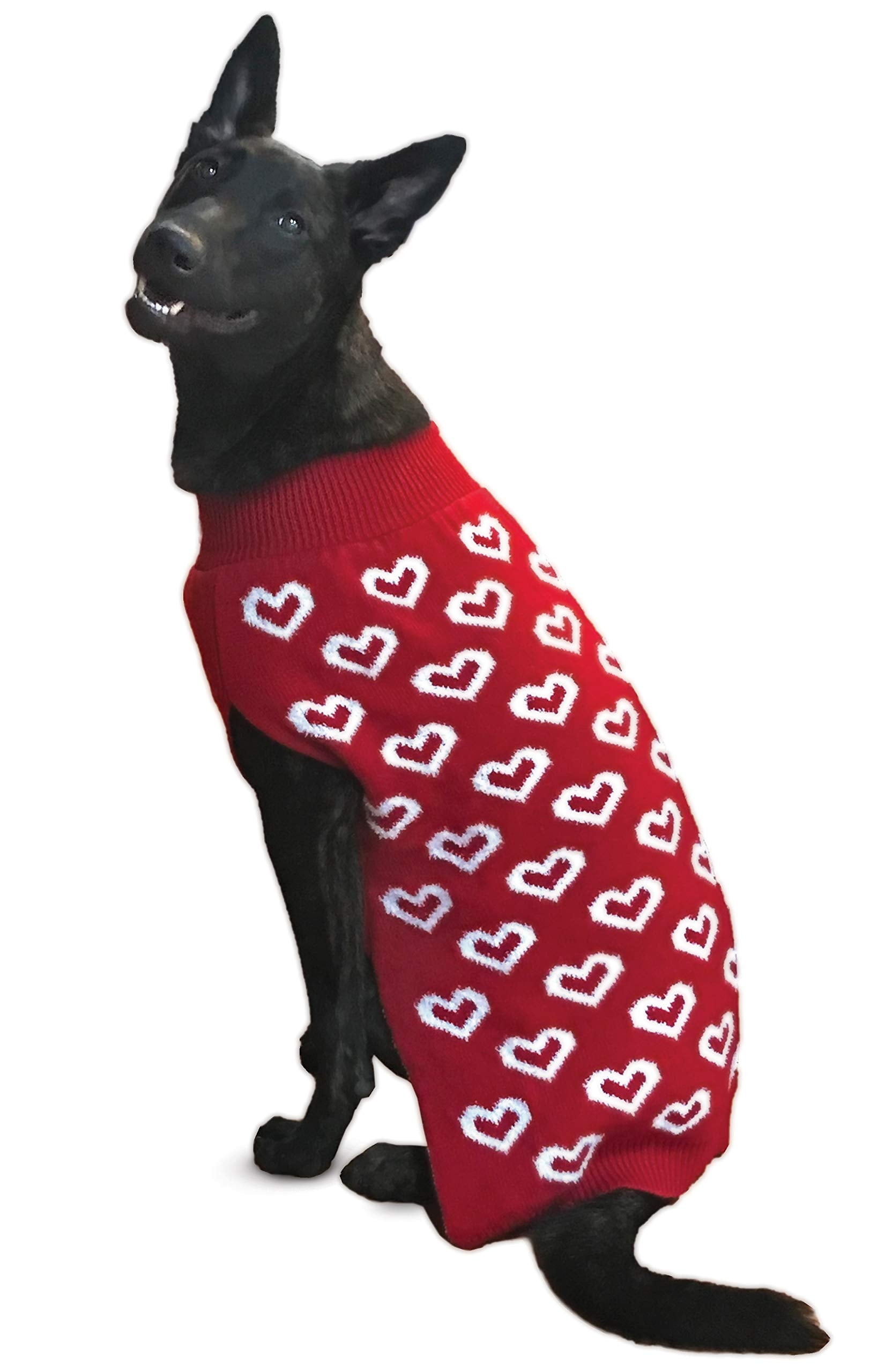 Fashion Pet /Allover Hearts Sweater/Dog Sweater/Red/Large
