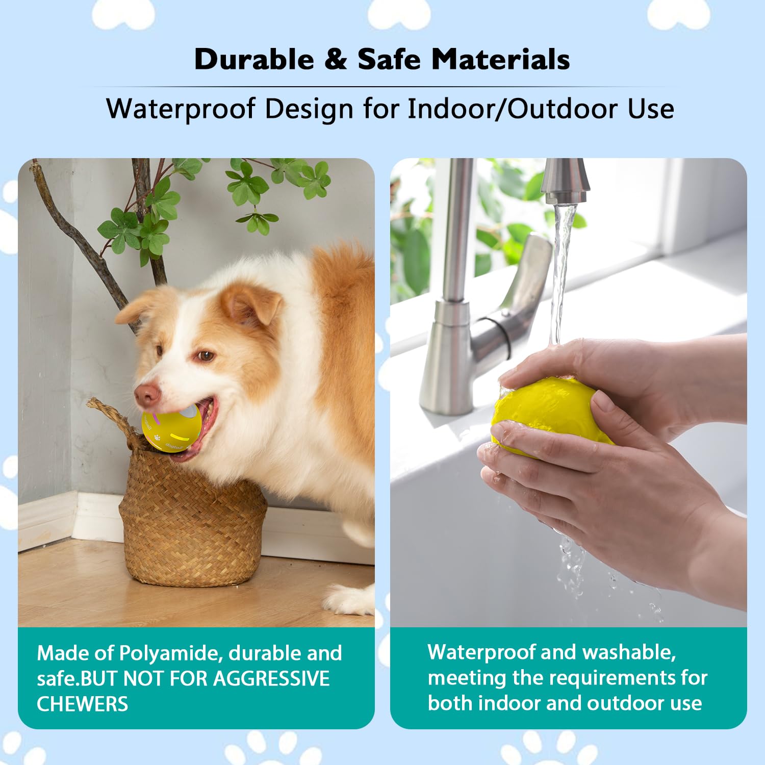 OULUXYLS Dog Balls - Interactive Tennis Toy for All Dogs, Tough Nylon, Motion Activated, Yellow, Model M04