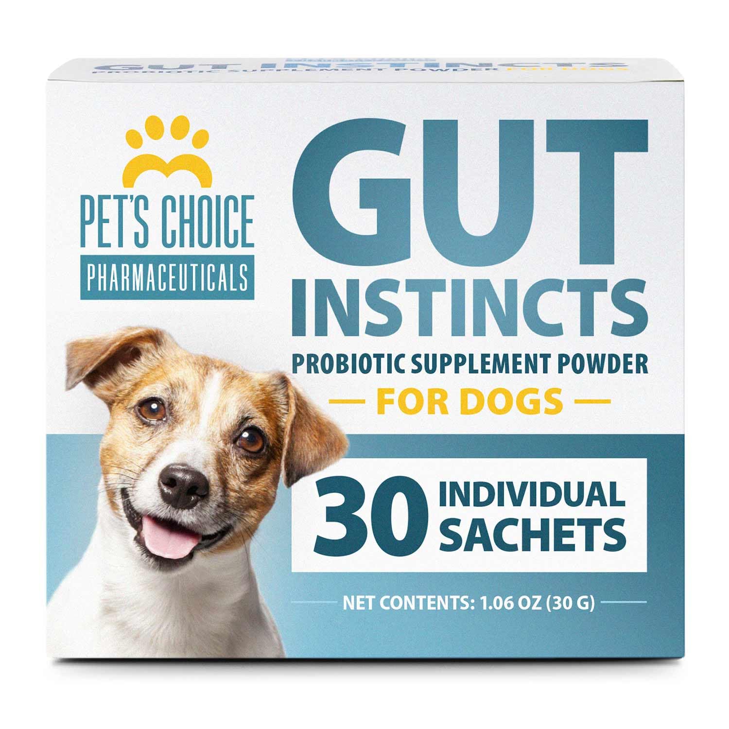 Pet's Choice Gut Instincts Probiotic Supplement Powder Packets for Dogs, 30 ct, Veterinary Formulated Dog Probiotics with Vitami