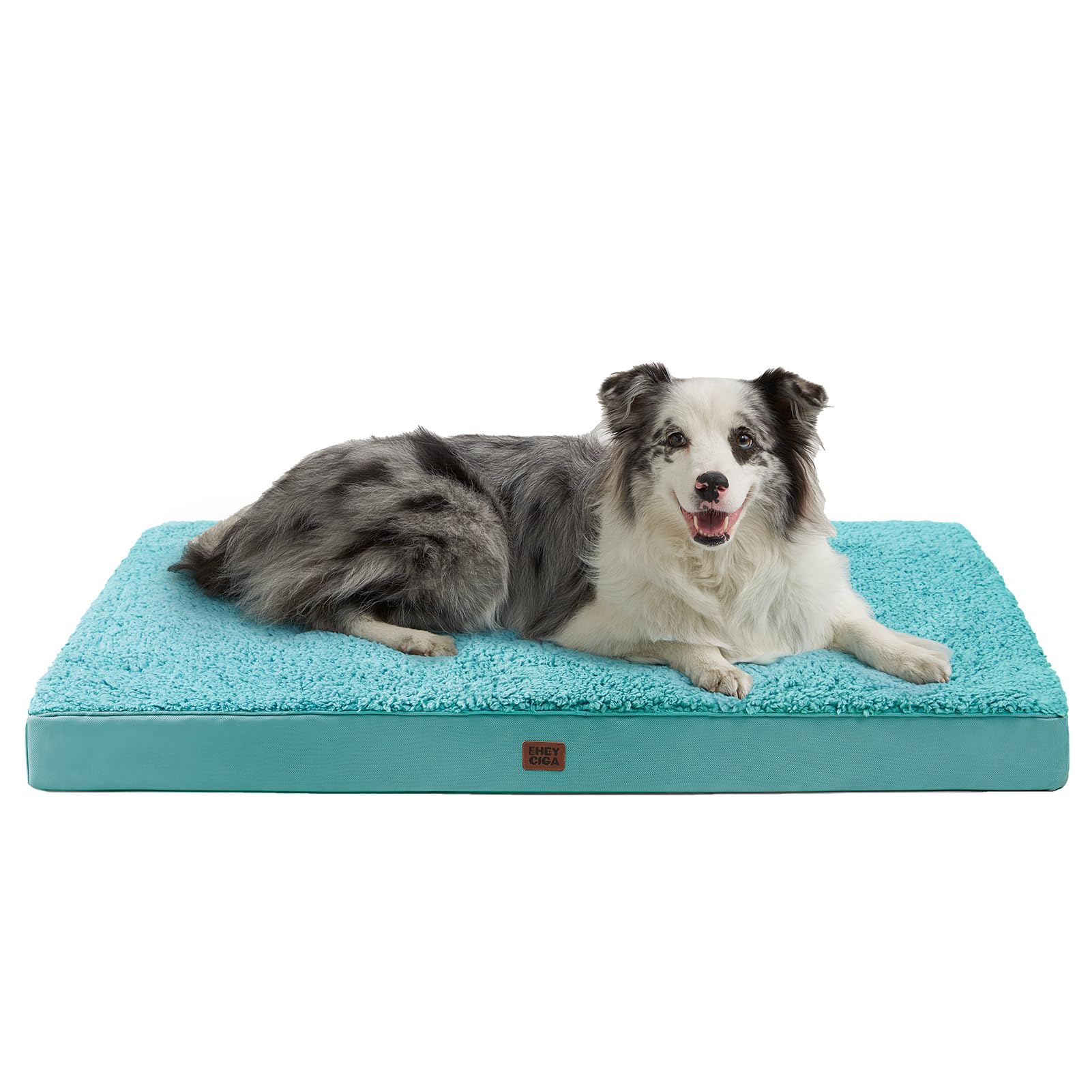 EHEYCIGA Orthopedic XL Dog Beds for Extra Large Dogs with Removable Washable Cover for Crate, Turquoise Blue, 41x27