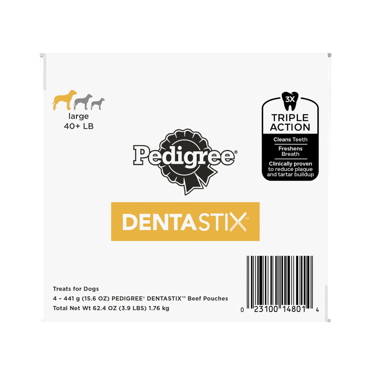 Dentastix Pedigree Large Dog Dental Treats Beef Flavor Dental Bones, 62.4 Oz. Multipack (72 Treats)