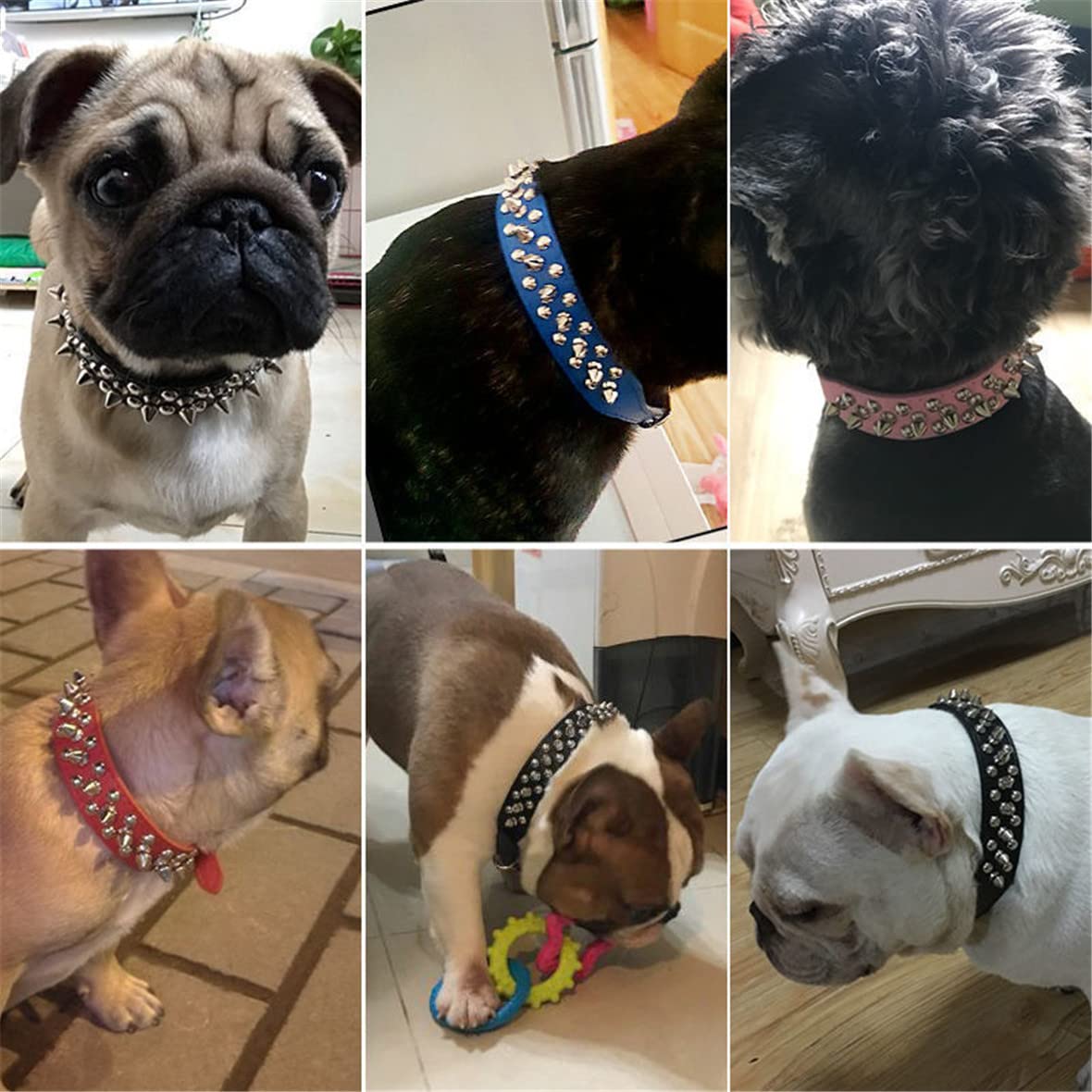 Purple Spiked Dog Collar For Medium, Small Dogs And Cats - Chew Proof Pu Leather Rivet Studded Adjustable For Xxs Xs Pets Like C