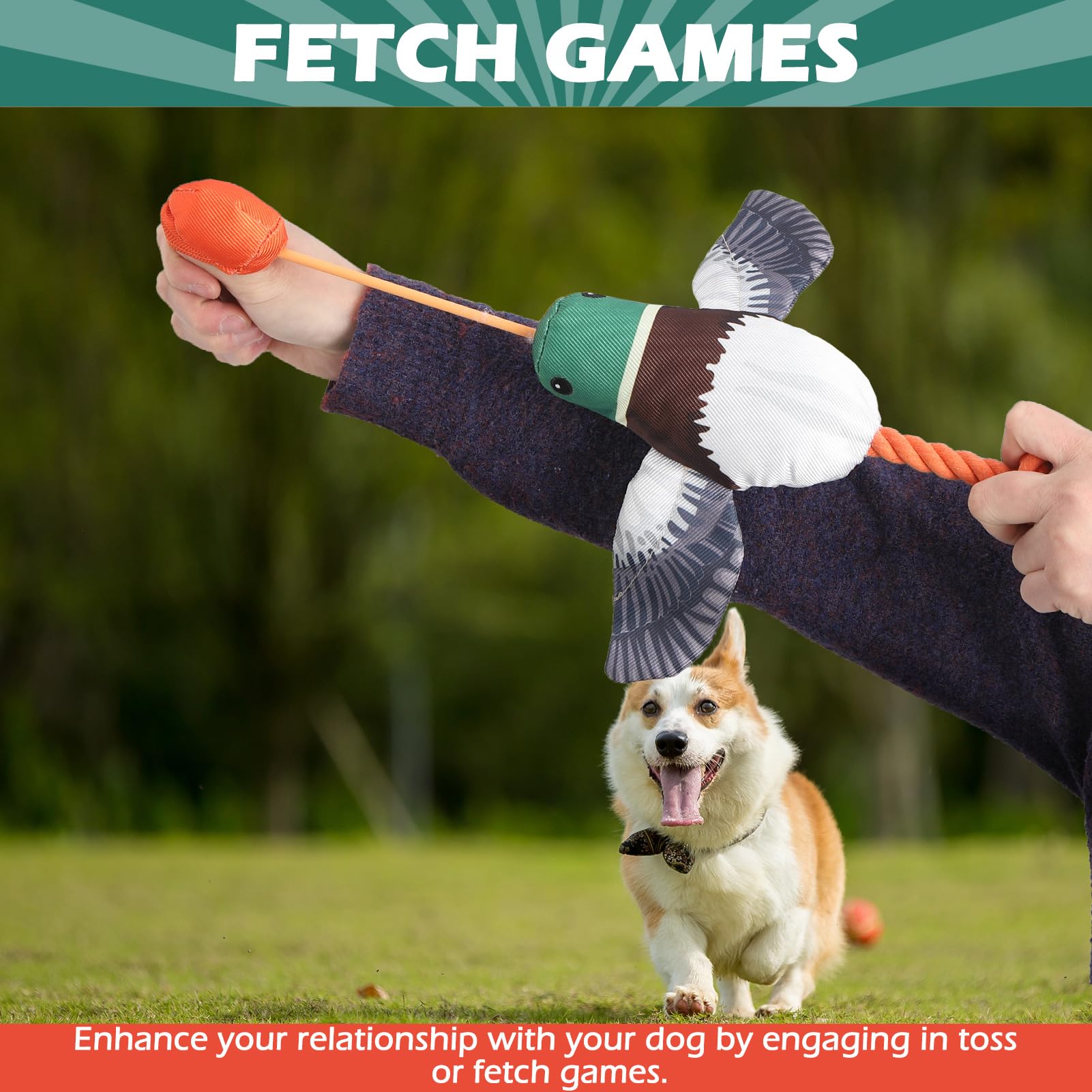 Expawlorer Duck Dog Toy Launcher - Floating Fetch Toy For Dogs, Interactive Squeaky Chew Toy Toss Thrower, Outdoor Fun For Small