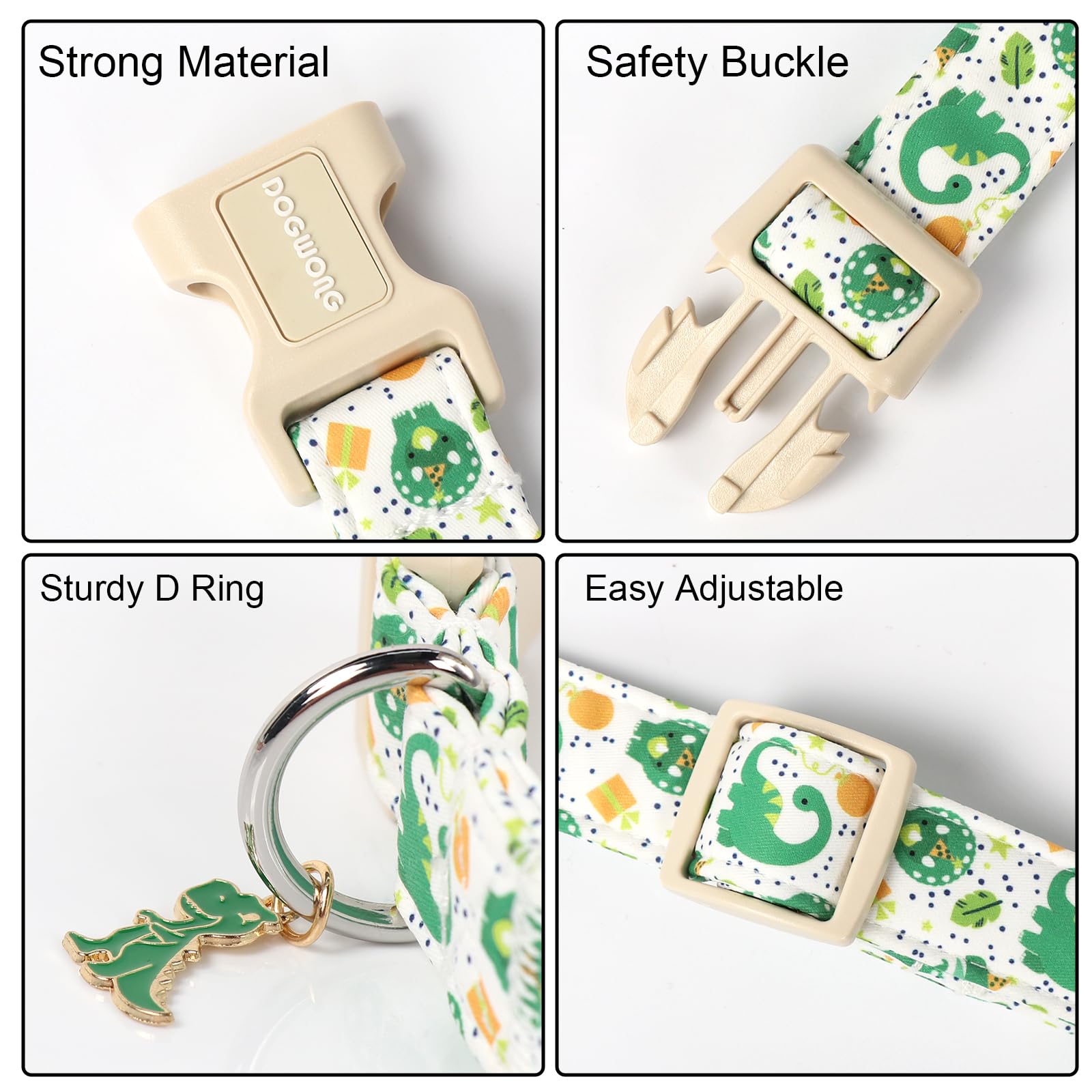 Dogwong Dinosaur Dog Collar- Cute Summer Dog Collars Adjustable Designer Puppy Dinosaur Dog Collar For Boy Male Small Medium Lar