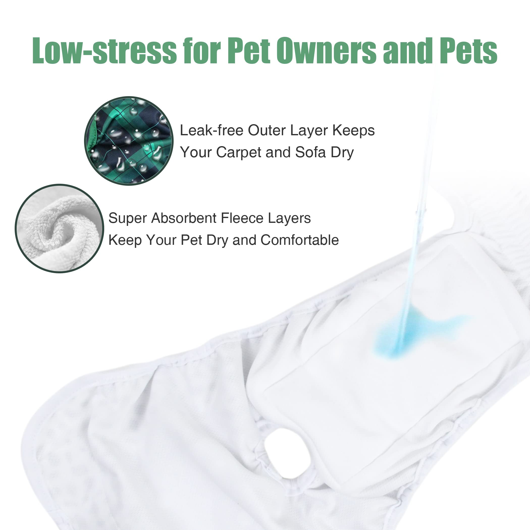 wegreeco Washable Dog Diapers (3 Pack), Highly Absorbent Dog Diapers for Female Dogs, Female Dogs in Heat, Incontinence, or Exci