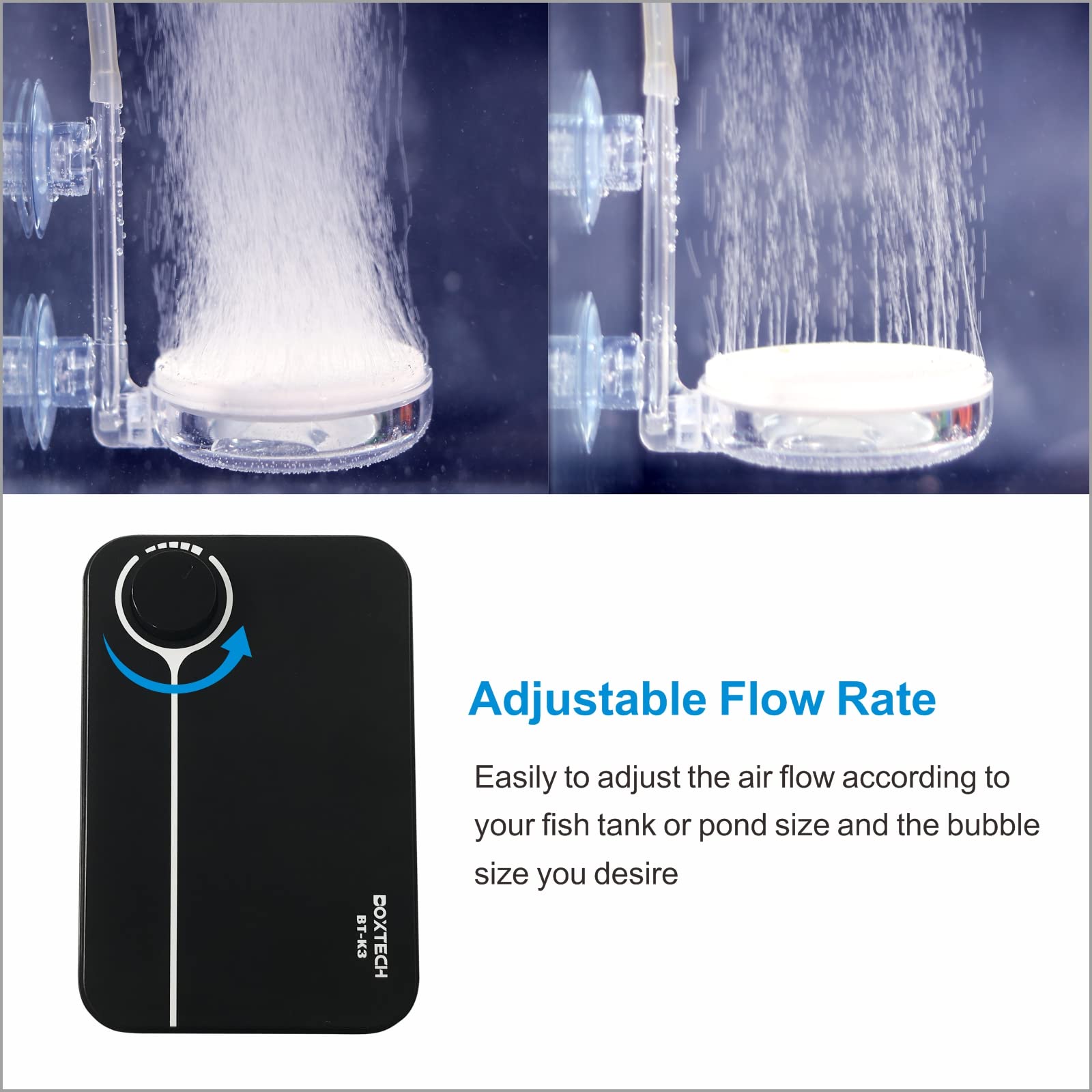 Aquarium Ultra-Quiet Air Pump - Adjustable Fish Tank Aerator With Dual Outlet Pump, 8W 8L/Min Oxygen Pump For 20-600 Gallon Tank