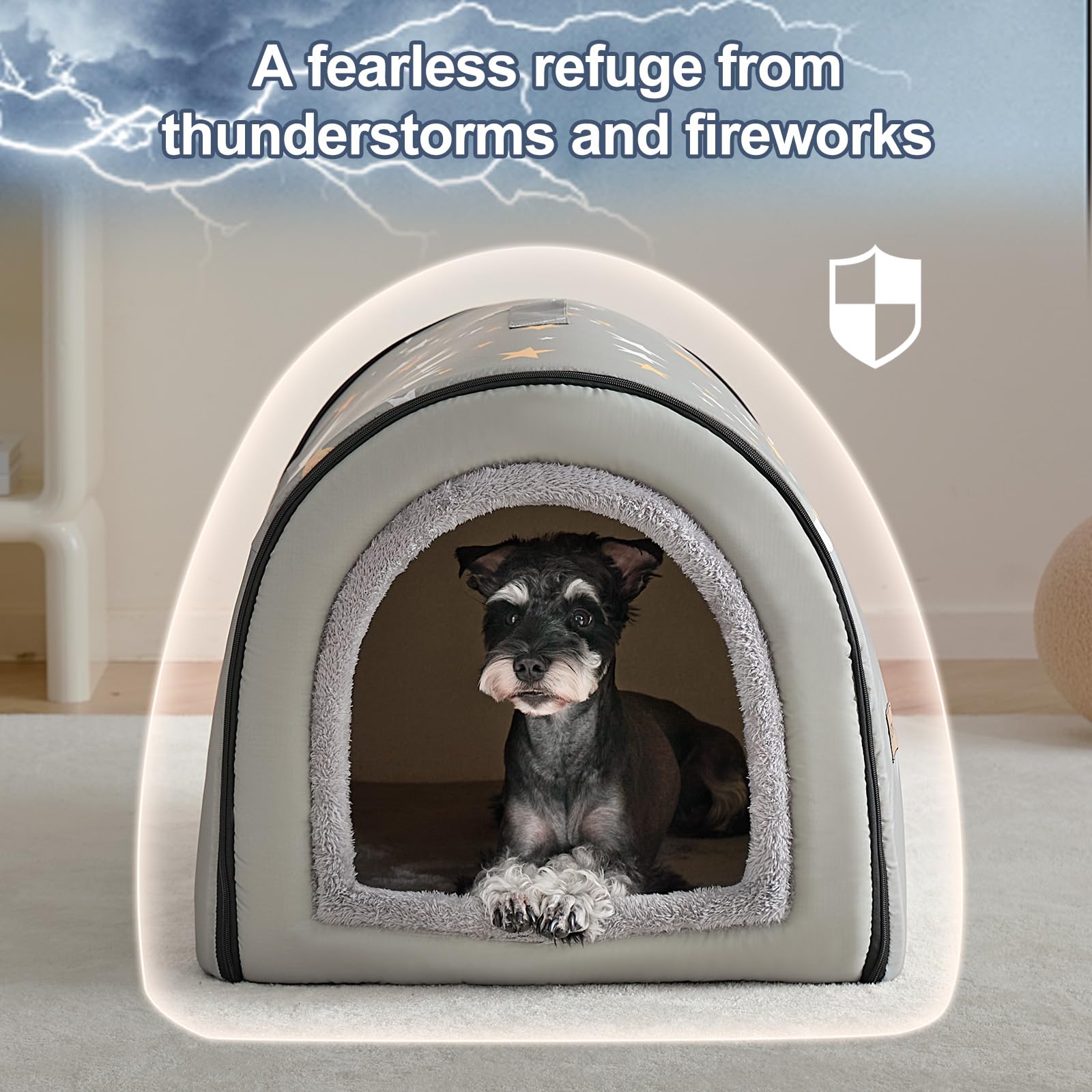 Jiupety Indoor Dog House, 2-In-1 Portable Foldable House Bed With Cover, Pet Tent & Cave Bed For Medium Dogs, Xl(29'  21'  20'
