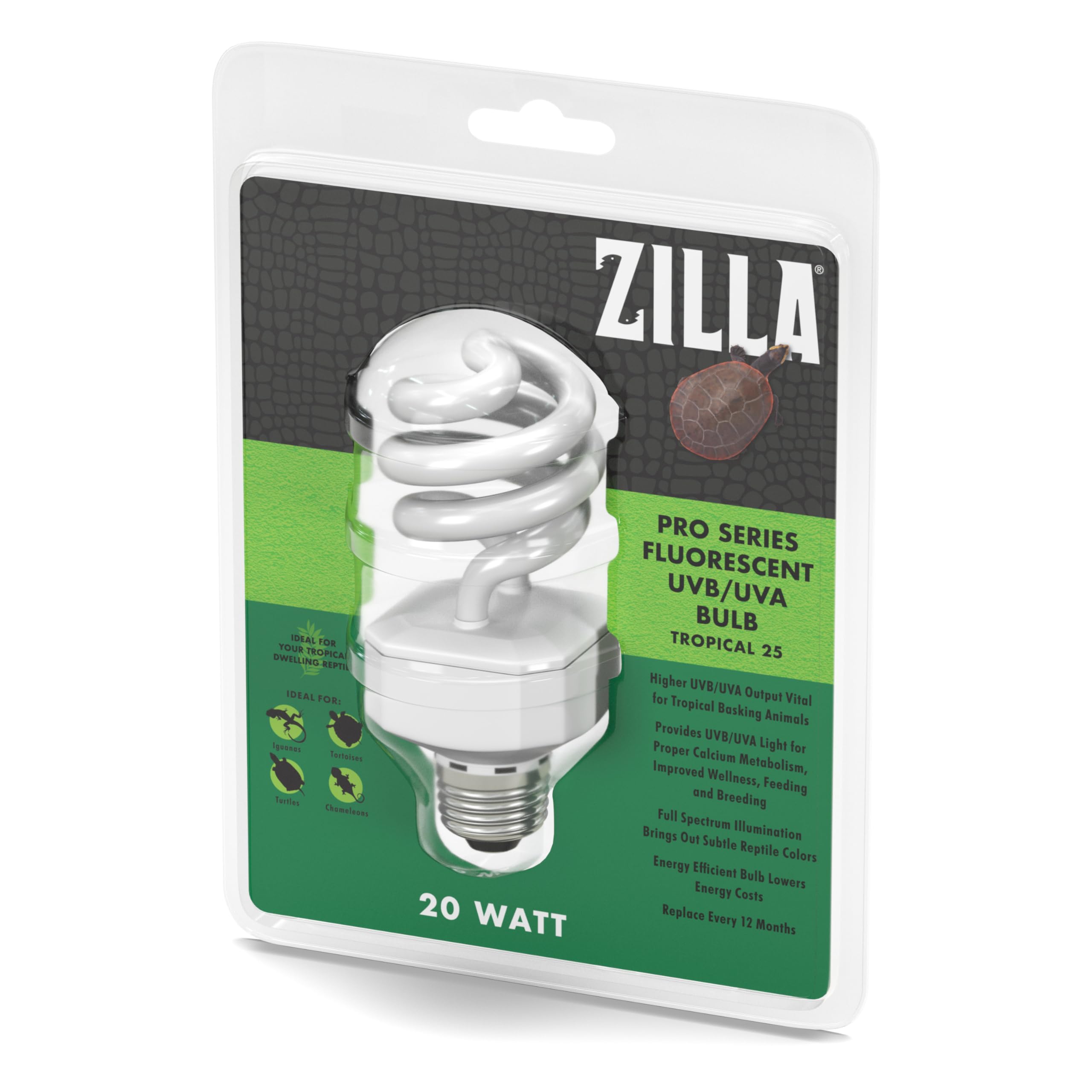 Zilla Fluorescent Coil Bulb Tropical 20 Watts, White