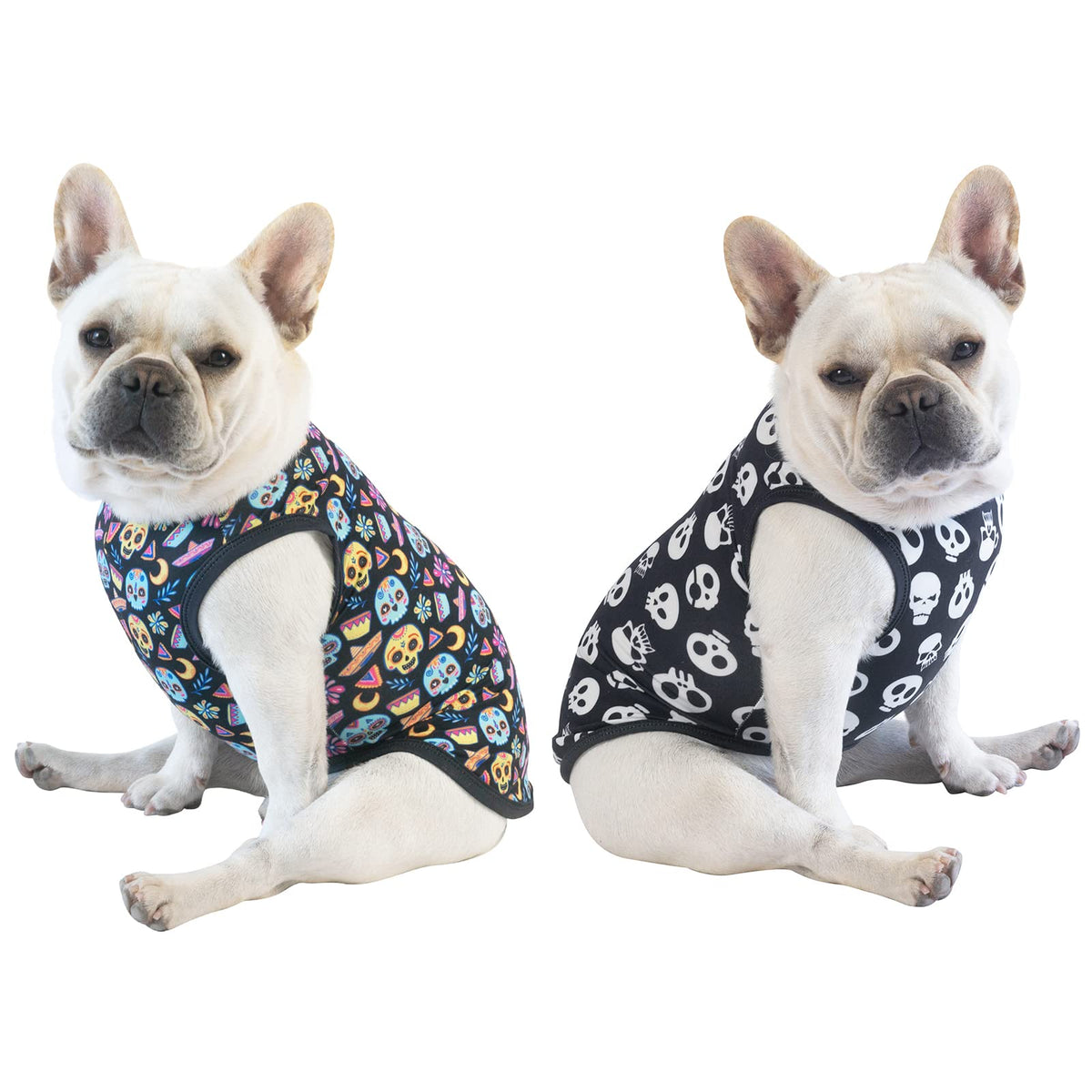 Cutebone Skulls Dog Shirts 2-Pack Soft Pet Clothes Breathable Summer Vest For Small Puppy And Stretchy Cat Apparel 2Bx07S