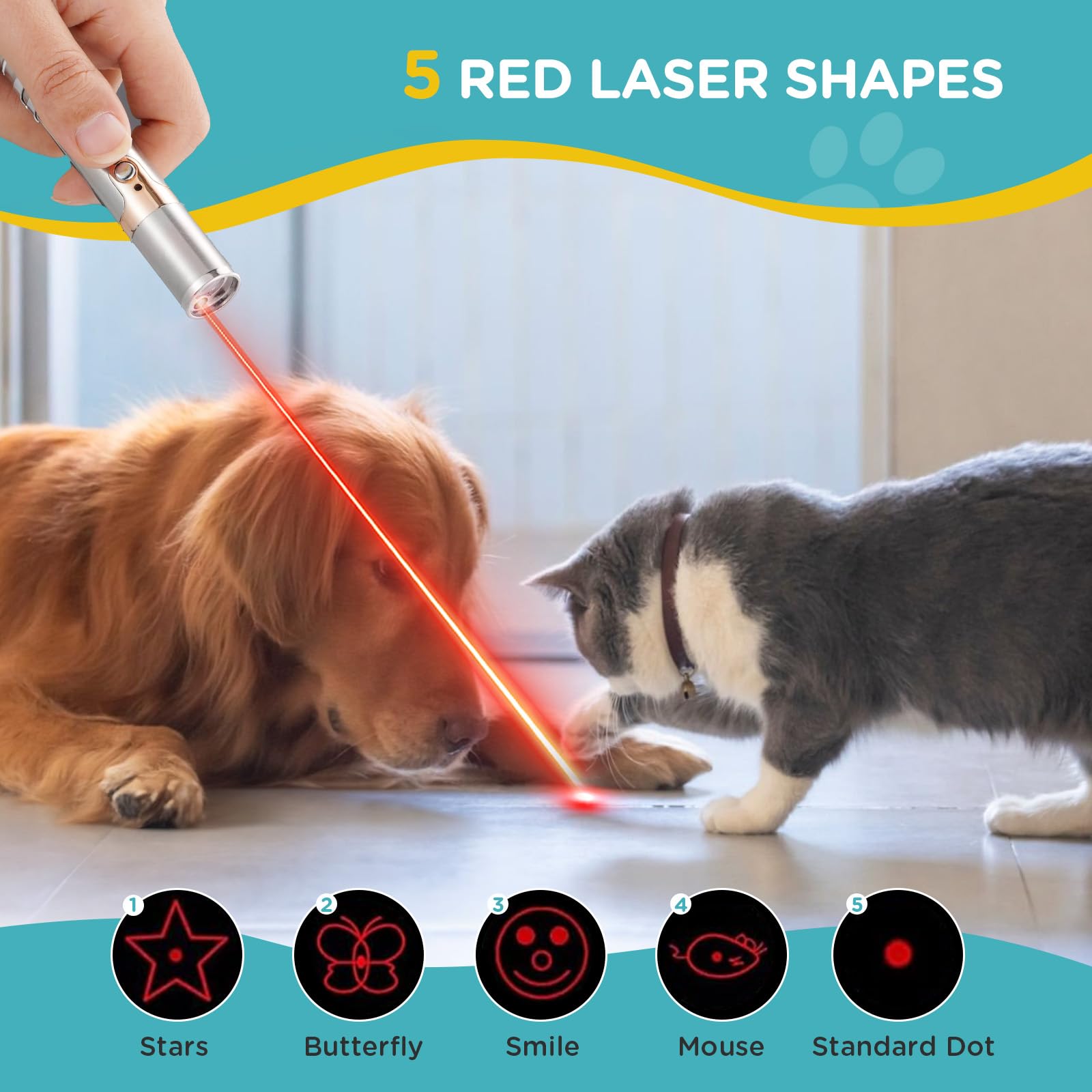 Koackl Cat Toy Pointer For Indoor, Usb Rechargeable Cat Toy, 3 Light Colors Cat Interactive Toys For Dogs, Cats, Pet Chase Toy F