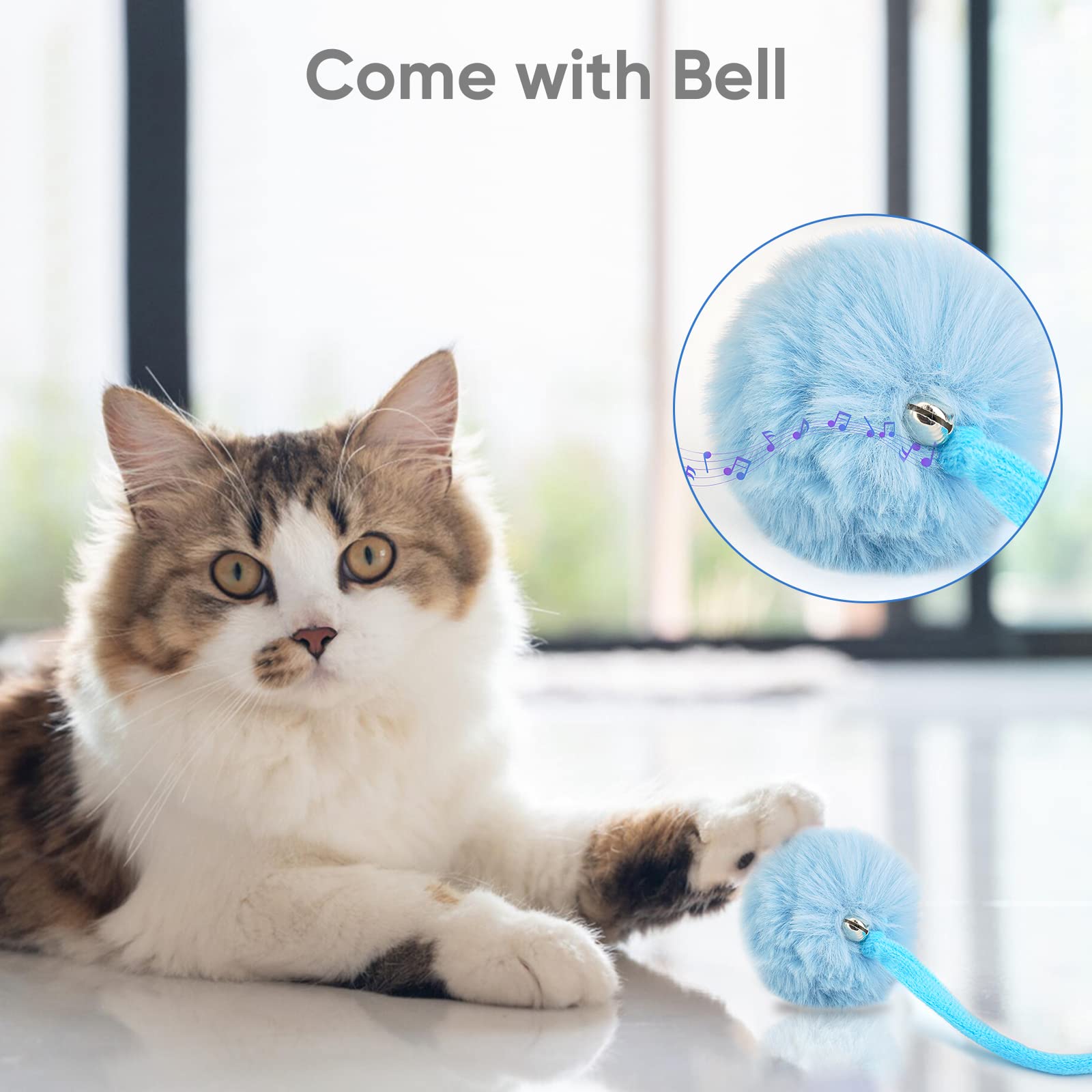 Wonowpa Cat Spring Toys, Self-Play Hanging Stretchable Cat Spring With Bell, 3 Pack Soft Plush Interactive Cat Toys For Indoor C