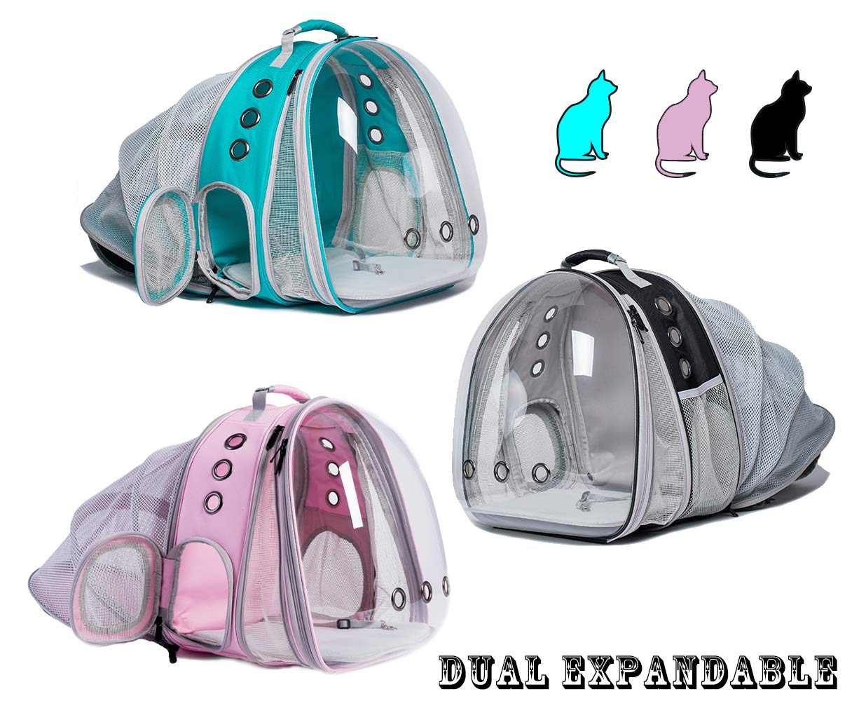 Dual Expandable Polarized Cat Backpack Carrier, Fit Up To 20 Lbs, Expandable Front & Back Space Capsule Polarized Bubble Pet Carrier For Large Cat And Small Dog, Pet Carrying Hiking Traveling Backpack