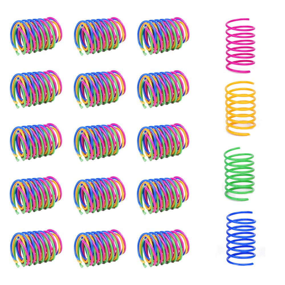 Andiker Cat Spring Toy, 60Pcs Colorful Cat Spiral Springs Creative And Interactive Cat Toy Durable Heavy Plastic Springs Cat Toys For Cat Interactive Toys For Indoor Cats (60Pcs)