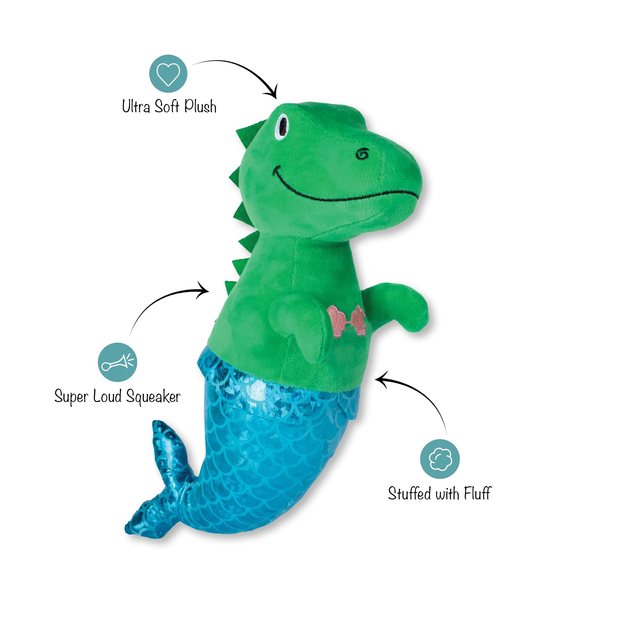 Fringe Studio Plush Dog Toy, Mer-Rex, Pet Shop Collection (314291)