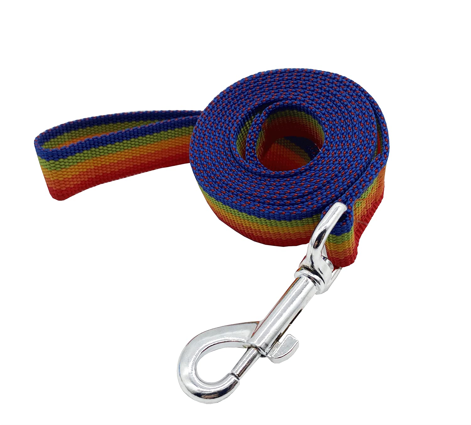 Nylon Dog Training Leash, Traction Rope, 4Ft /5 Foot /6 Feet Long, 5/8 Inch 3/4 Inch 1 Inch Wide, For Small And Medium Dogs (Rainbow, 1'' X 15 Ft)