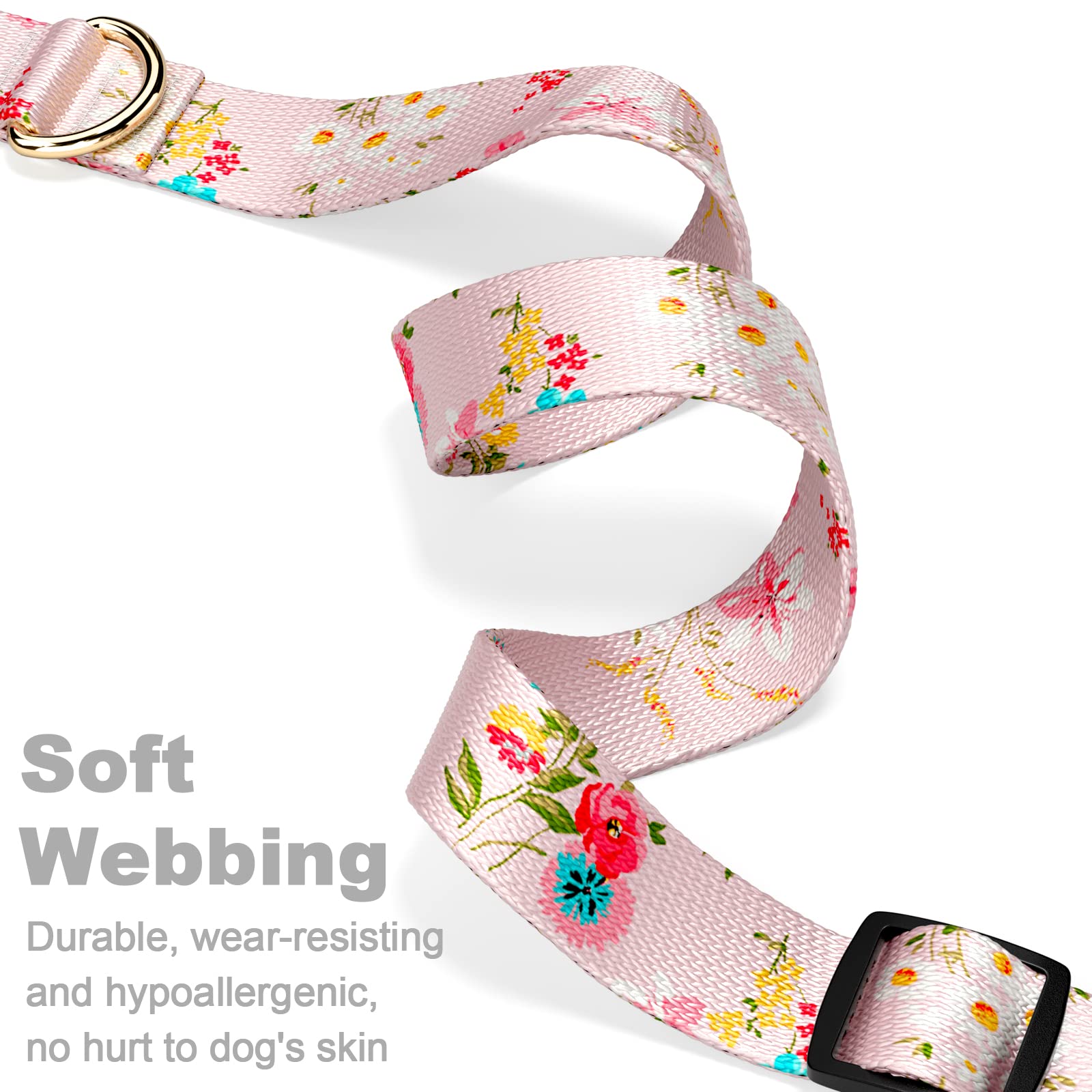 Rnivvi Dog Collar For Large Dogs, Cute Floral Heavy Duty Adjustable Puppy Collar With Quick Release Buckle For Boy Girl & Female