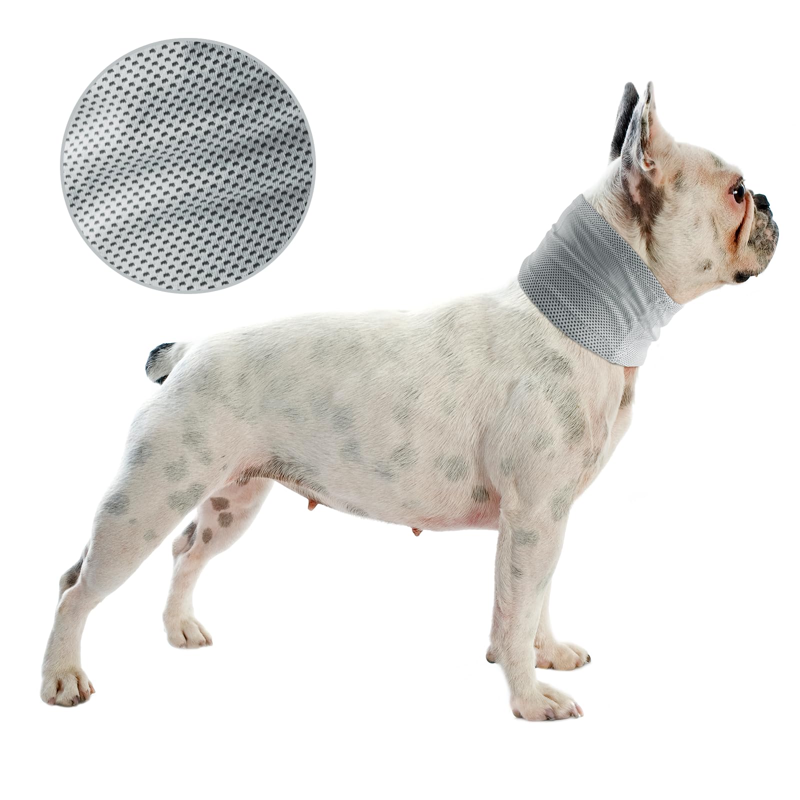 Delifur Dog Instant Cooling Bandana Pet Breathable Scarf Cats Ice Collar For Summer (Grey, M)