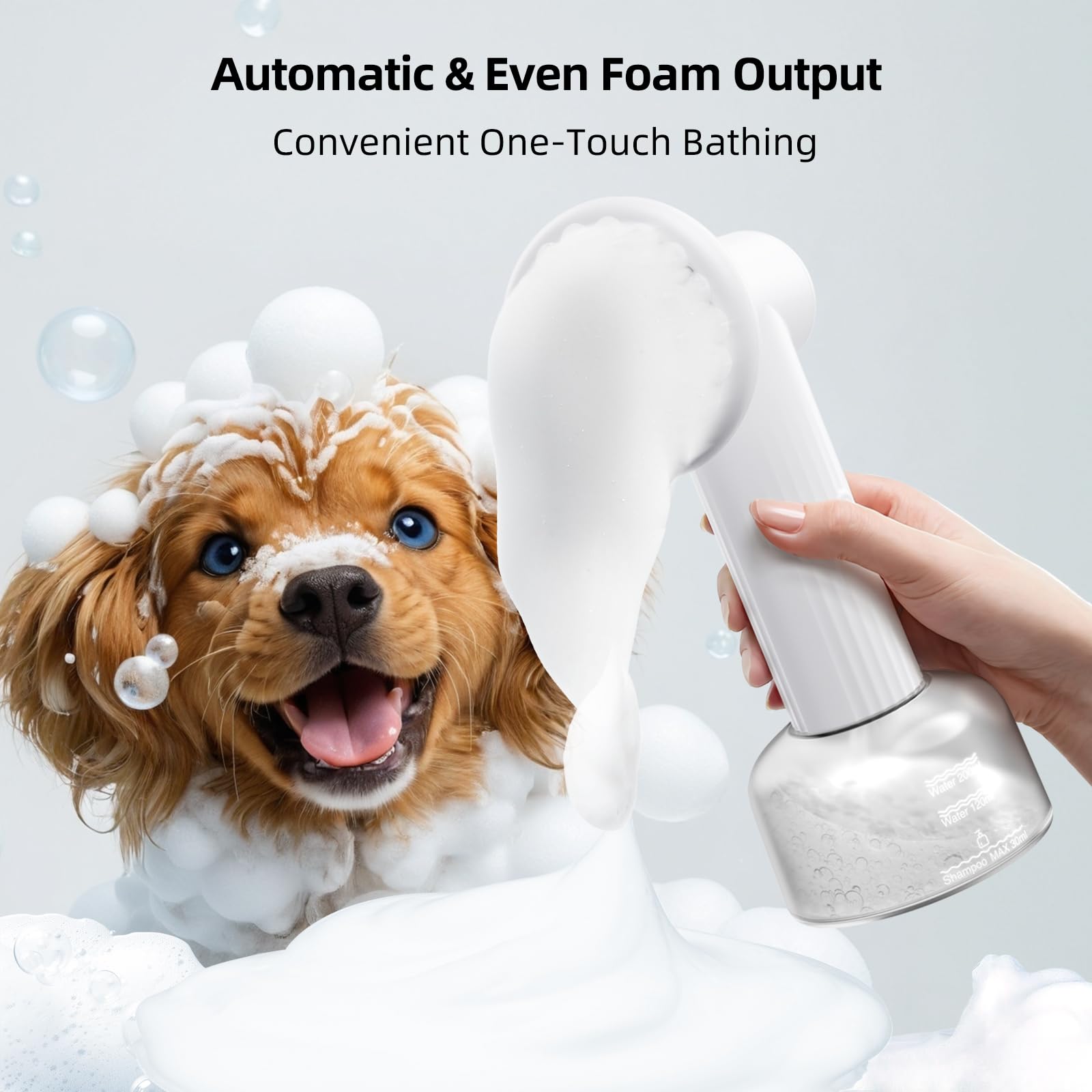 Uahpet Automatic Foaming Pet Brush, Rechargeable & Ipx7 Waterproof Dog Scrubber With Soft Silicone, One-Button Deep Cleaning Dog