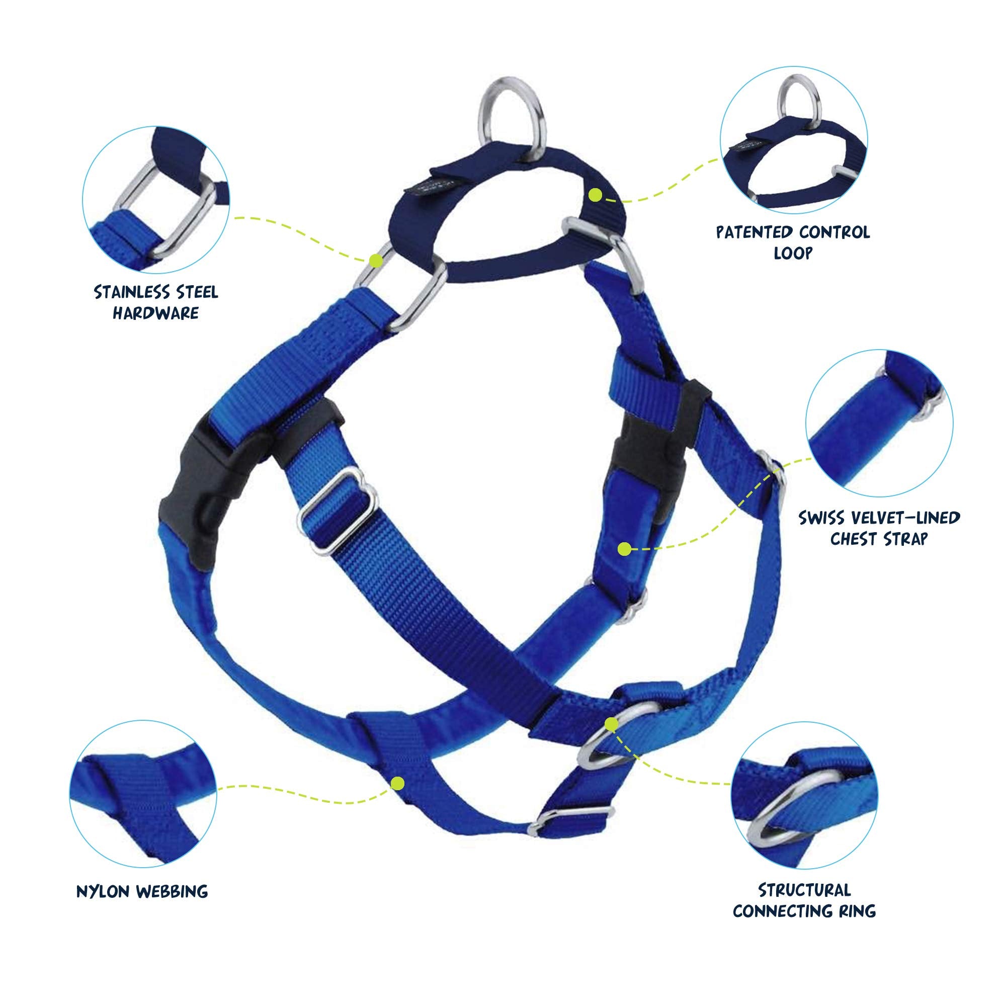 Freedom No Pull Dog Harness, Harness Only (Blue, Medium (1' Wide)