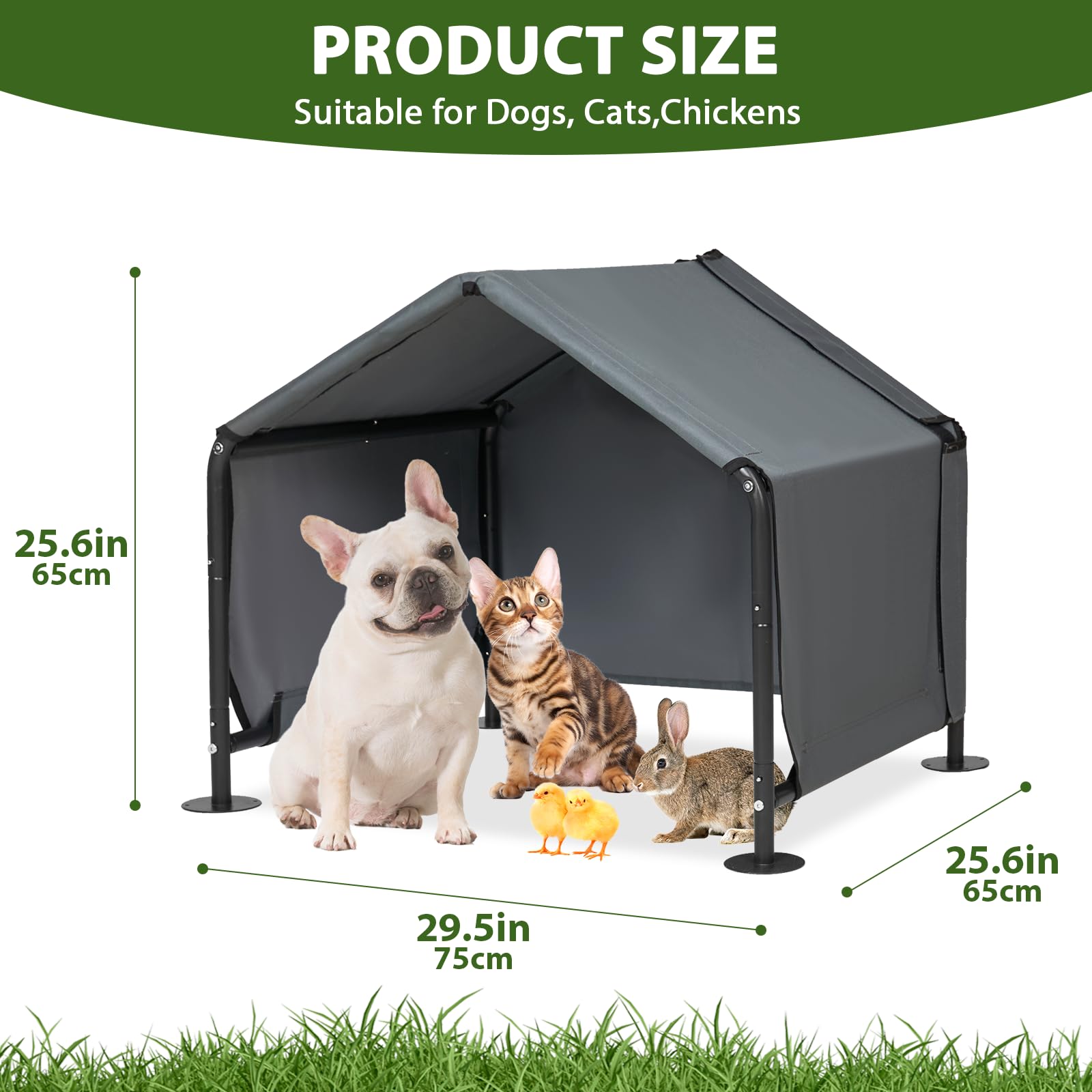 Litail Dog Shades For Outside - Outdoor Dog Kennel For Small Dogs, 29.53   X25.59   X25.59    Outdoor Sun Rain Canopy Pet House,