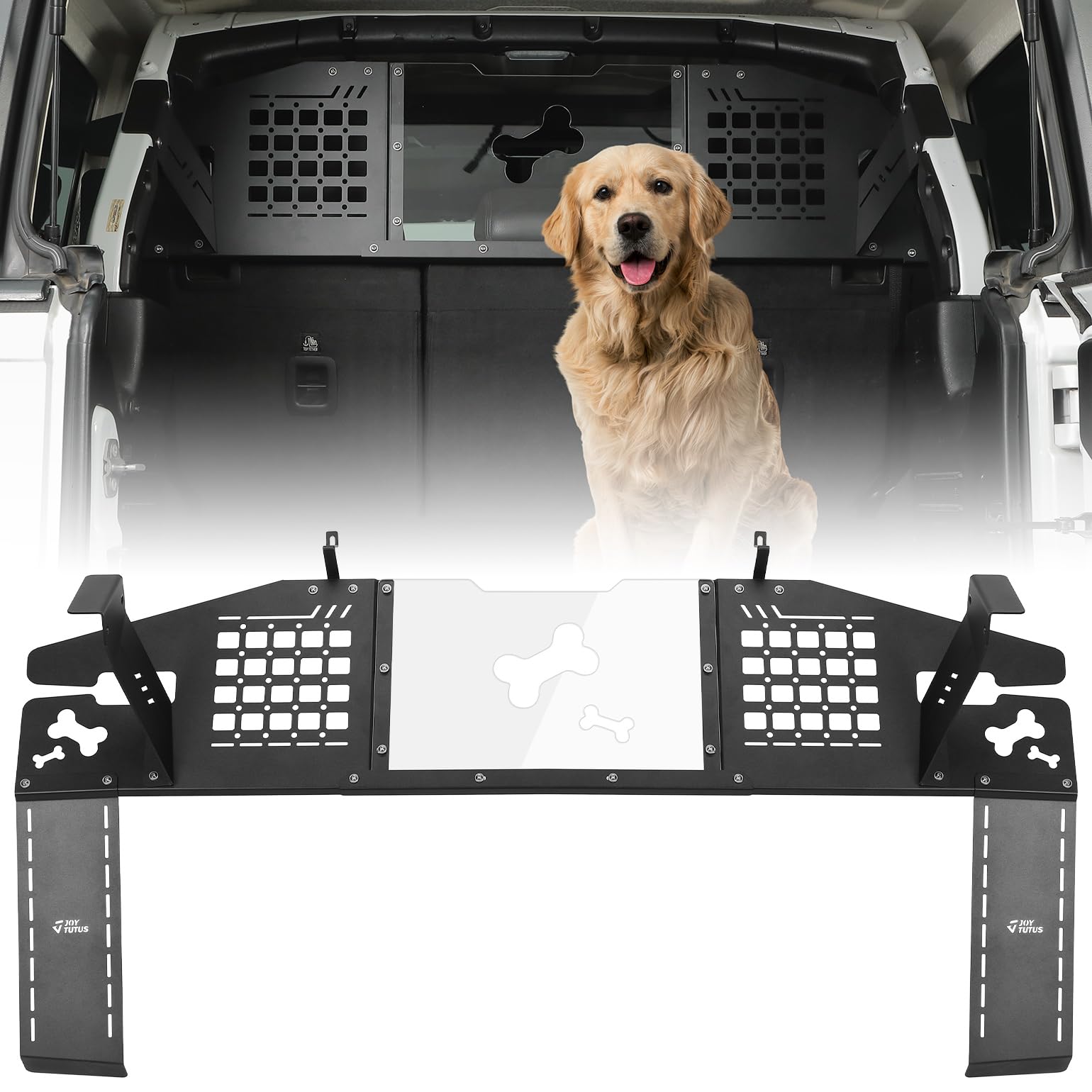 Joytutus Heavy Duty Dog Car Barrier For Wrangler Jl 2018-2024, Molle Compatible Dog Car Barrier For Cargo Area Car Divider, No D