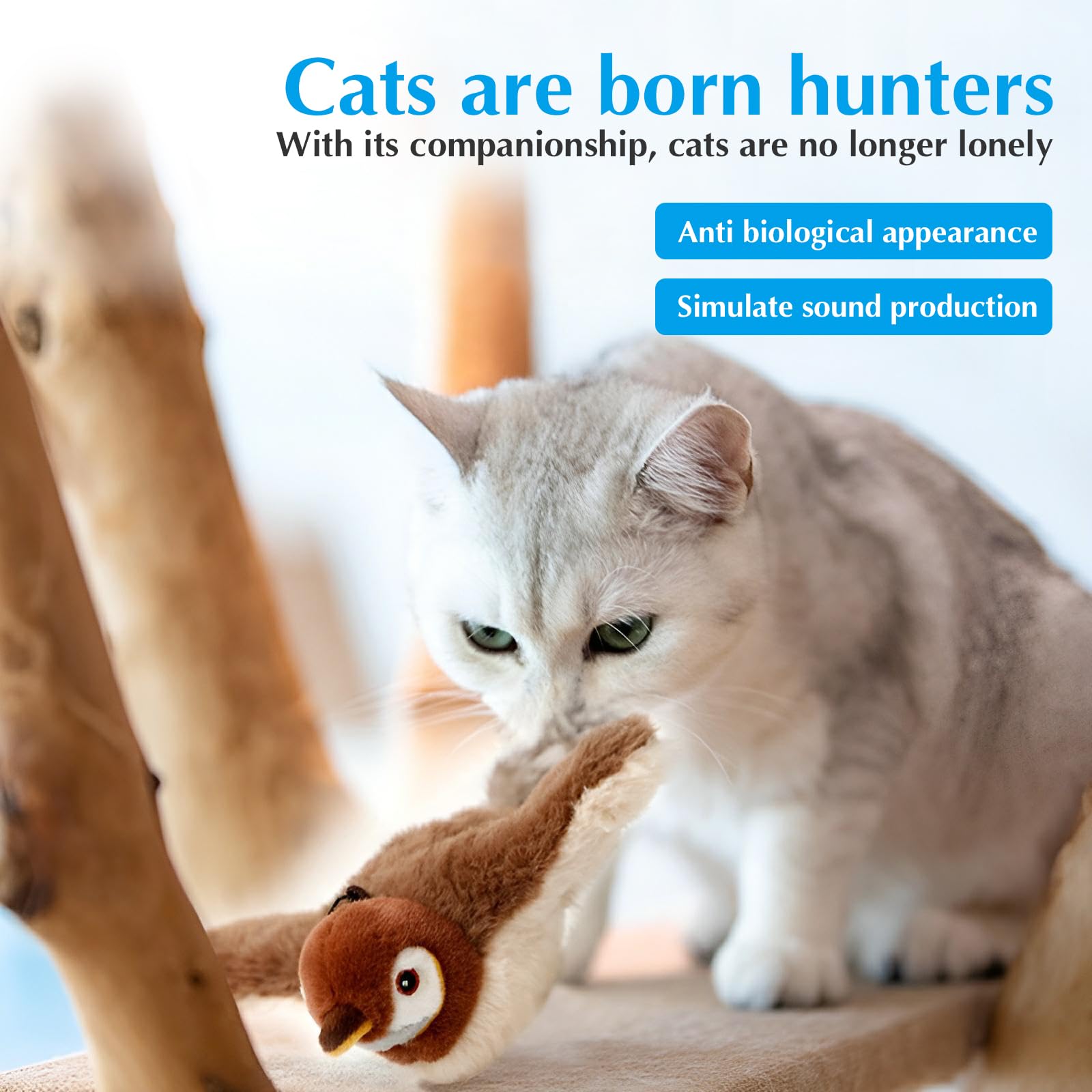 Flying Bird Cat Toy, Interactive Chirping Toy, 2025 New Interactive Toy, Flying Toys For Indoor Cats, Toy For Cats, Cat Toy Bird