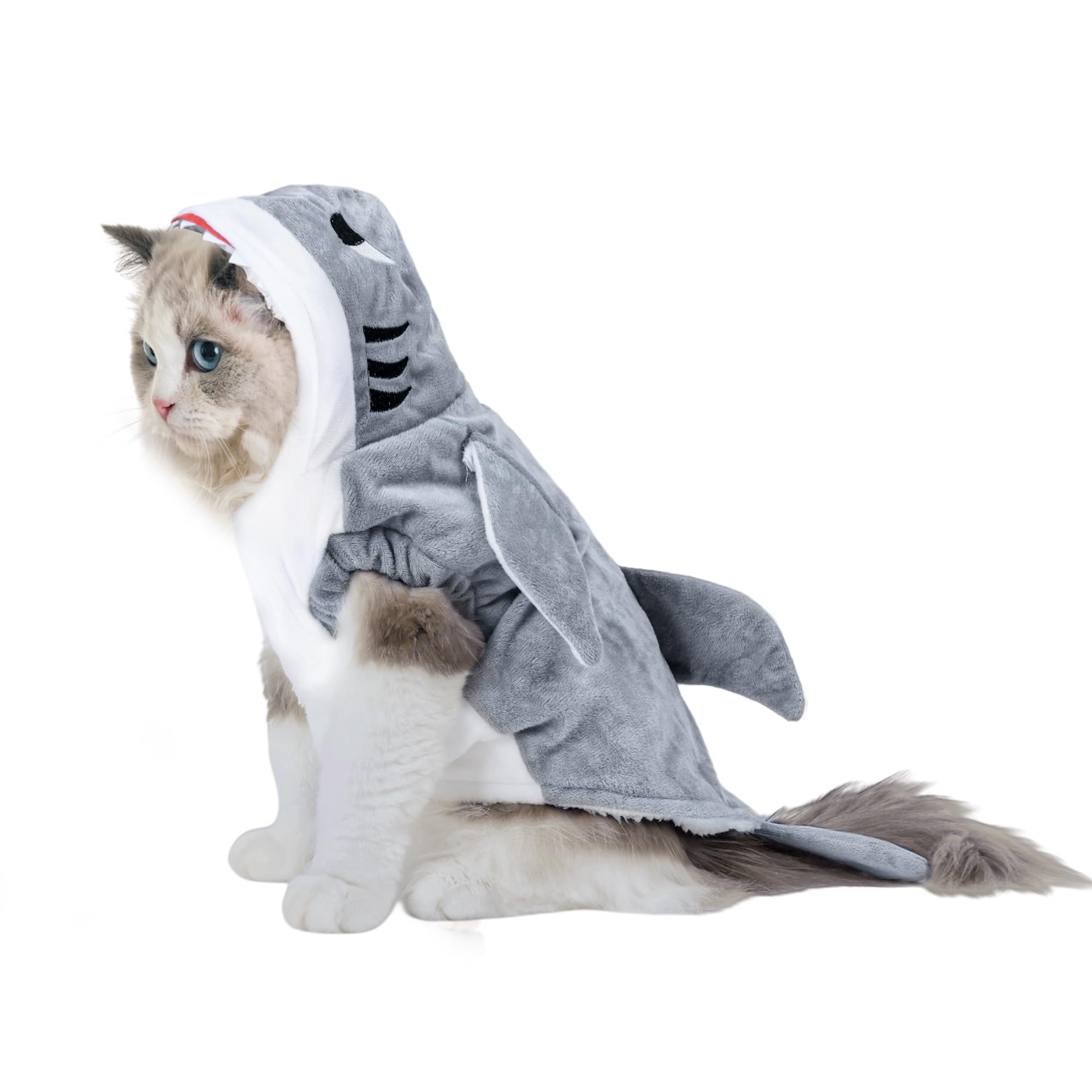 Nacoco Halloween Pet Shark Costume - Dog Cute Clothes Hoodie Cat Warm Outfit Coat Apparel For Small Medium Large Dogs And Cats (Grey, S)
