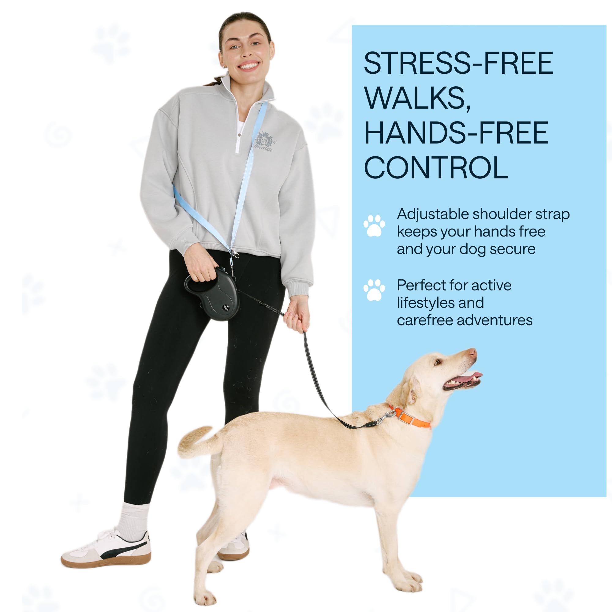 Retractable Dog Leash For Small Dogs Up To 33 Lbs - 10 Ft, Tangle Free Pet Walking Leash, One-Handed Brake, Pause, Lock - Heavy