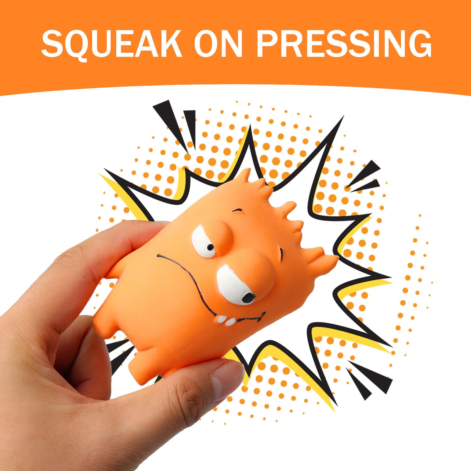 Kittail Squeaky Ferret Toys - 3 Pack Monster Teething Chew Toy With Squeaker. Made Of Natural Rubber. Ideal For Small Dogs, Rats