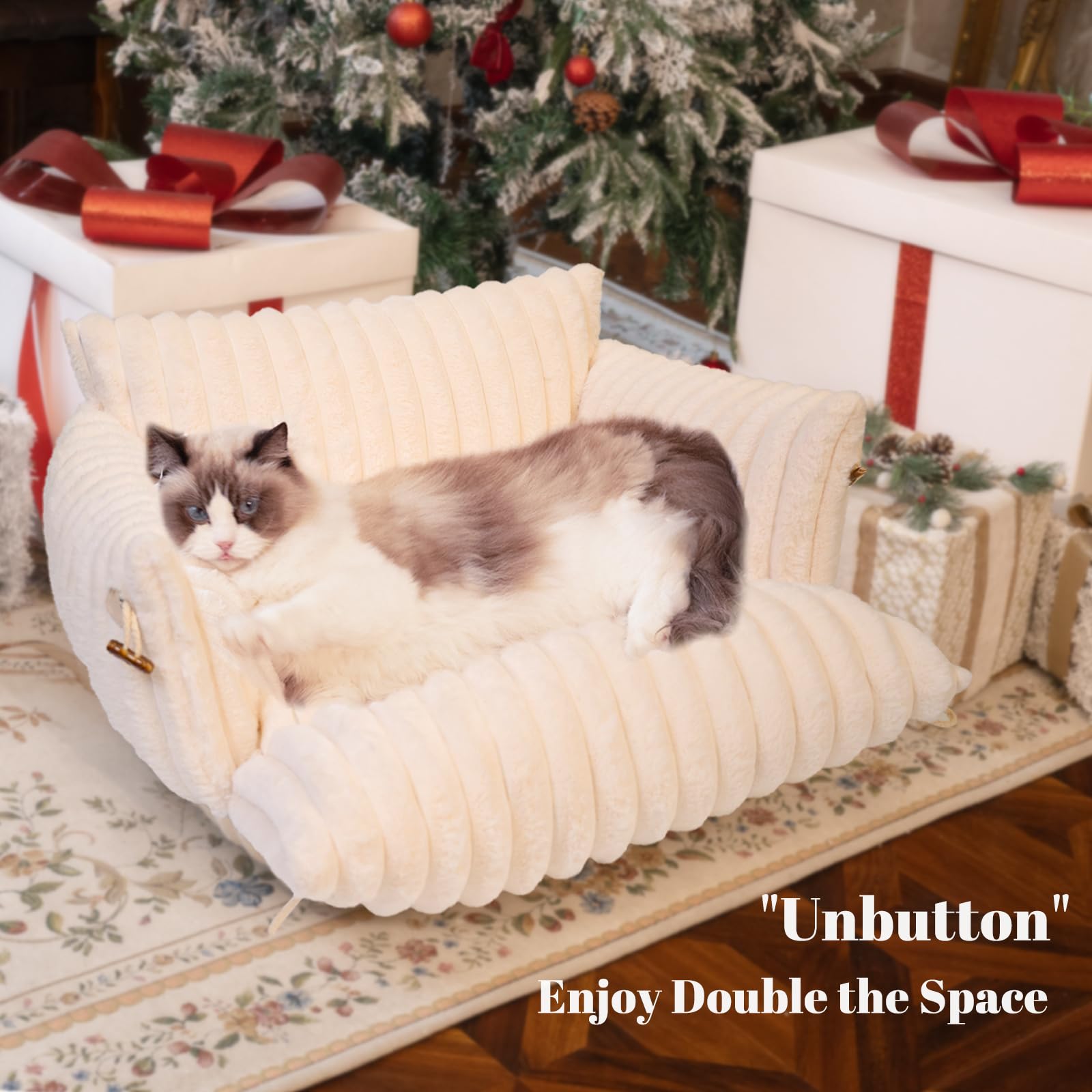 Cheerhome Pets Cat Couch Bed For Indoor Cats Fluffy Cat Sofa Recliner With Removable Washable Cover Cute Pet Lounge Suitable For