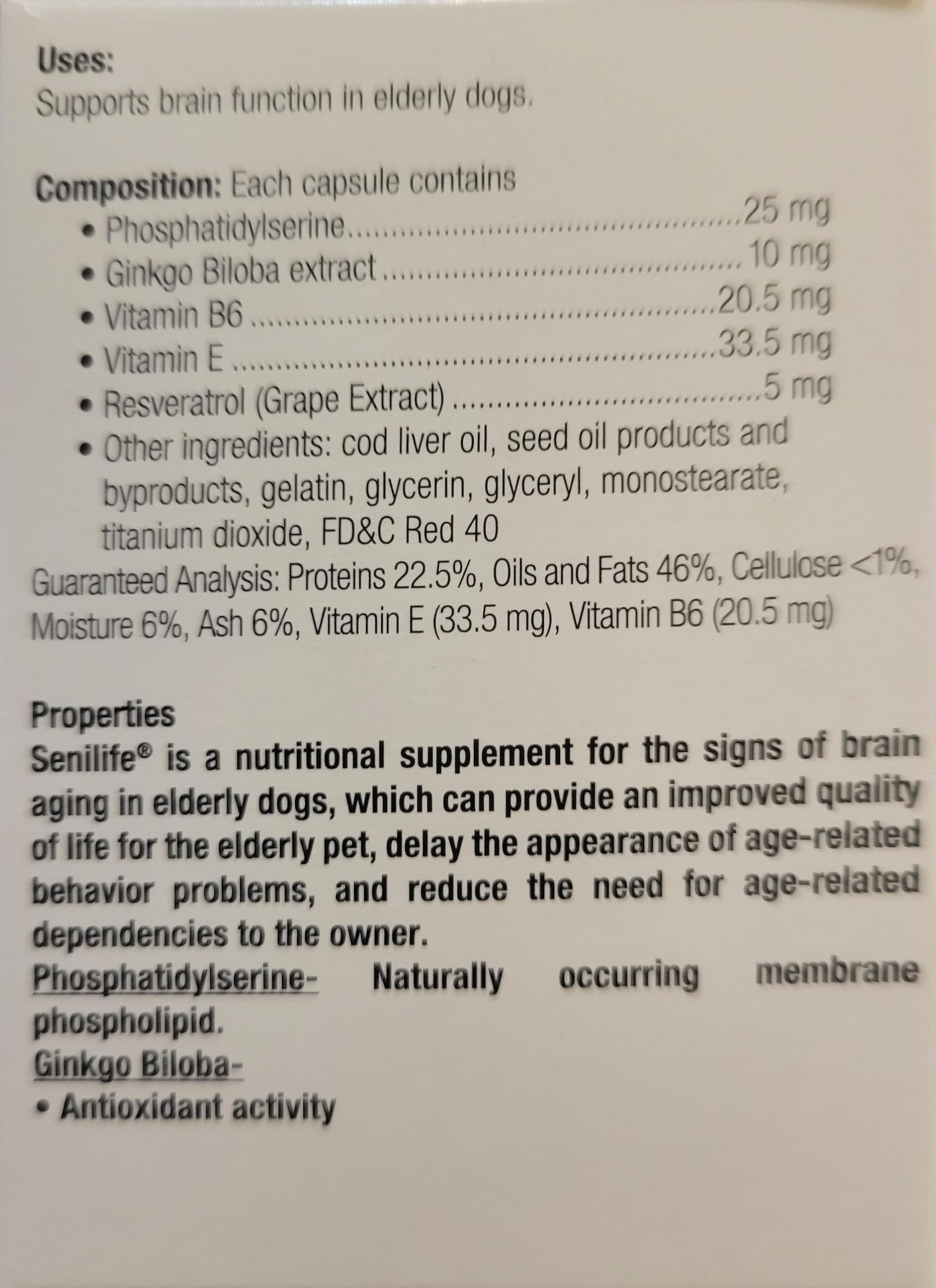 SEGMINISMART CEVA Animal Health D59010B Senilife Nutritional Supplement for Elderly Dogs- 30 capsules/ box