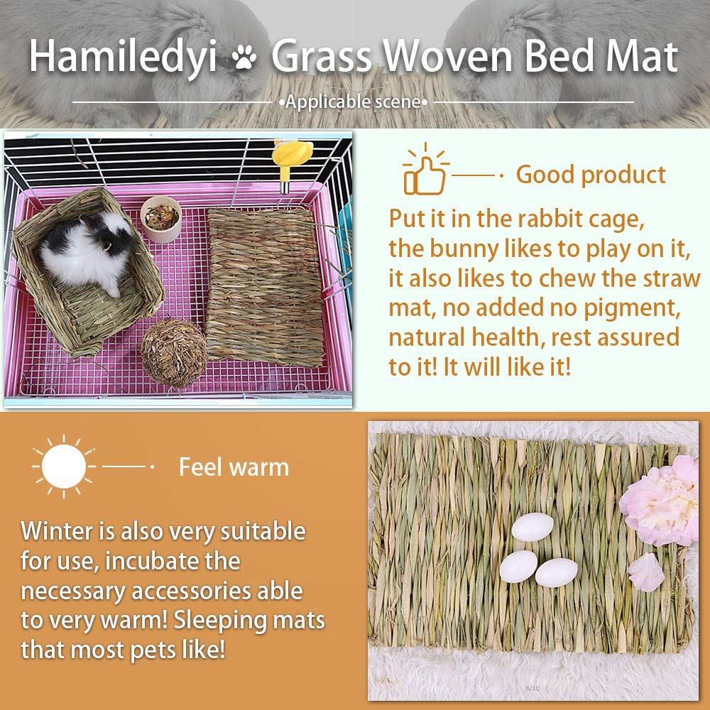 Grass Mat For Rabbit Bunny Chew Toys Woven Bed Mat For Guinea Pig Chinchilla Squirrel Hamster Cat Dog And Small Animal