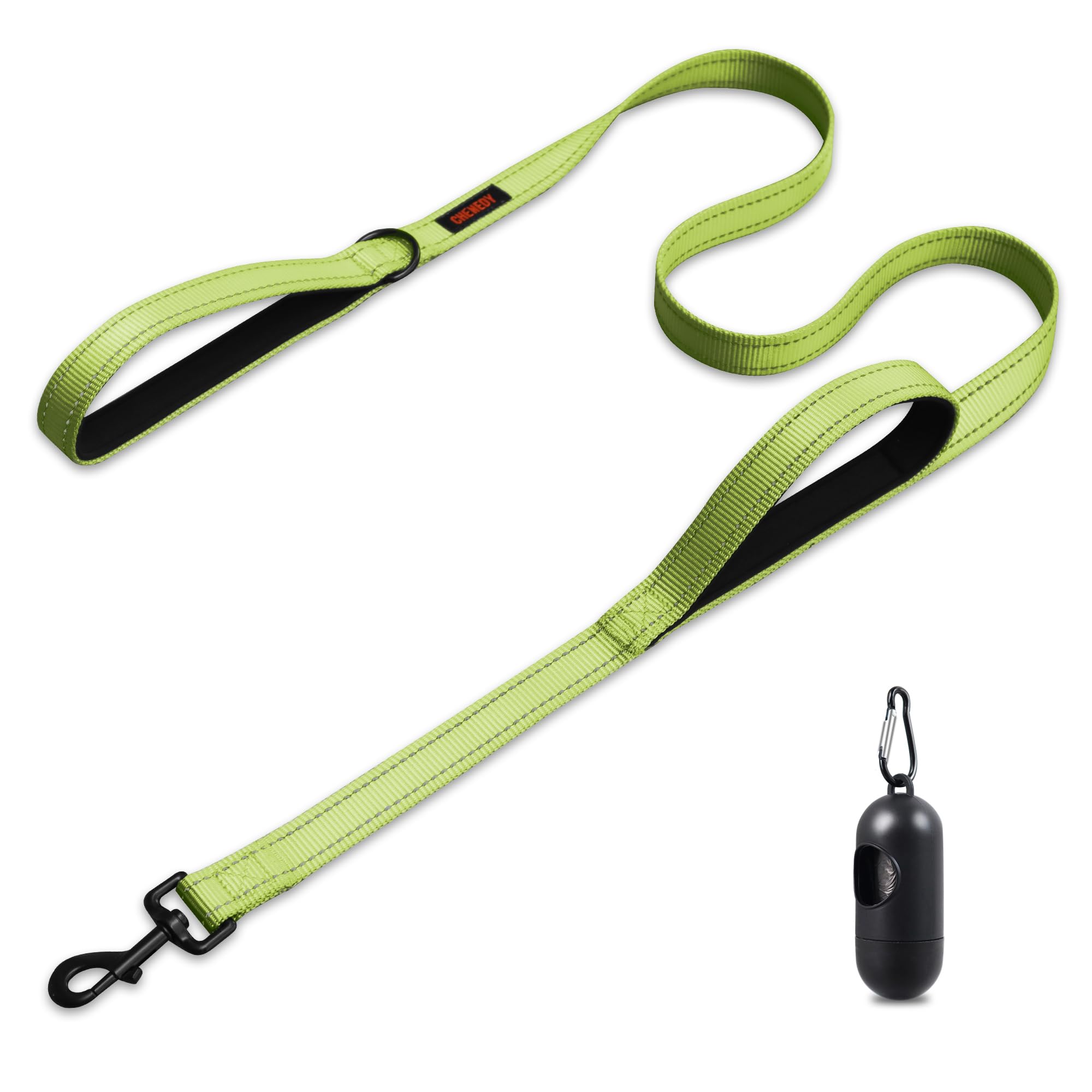 Heavy Duty Double Handle Reflective Leash For Large Breed Dogs - Perfect For Medium To Large Dogs (5Ft, Light Green)