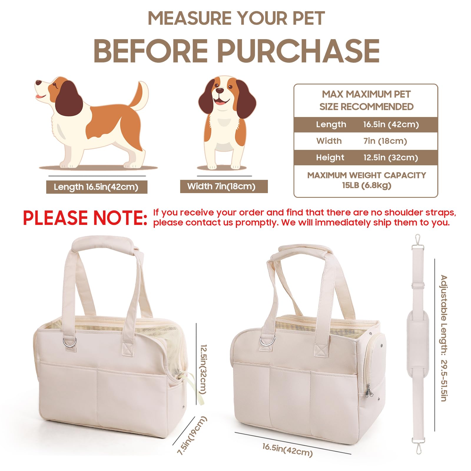 Jourcraf Dog Purse Carrier For Small Dogs, Soft Soft Sided Folding Dog Carriers For Small Dogs Medium Cats Puppies Up To 15 Lbs,