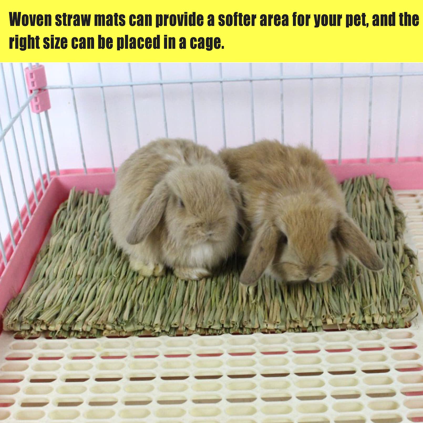 Hamiledyi 20 Pack Bunny Grass Mat Woven Bed Mat Natural Straw Hay Mats Rabbit Handmade Bedding Sleeping Grinding Nesting And Chewing Toy For Guinea Pig Hamster Chinchilla Squirrel Hedgehog