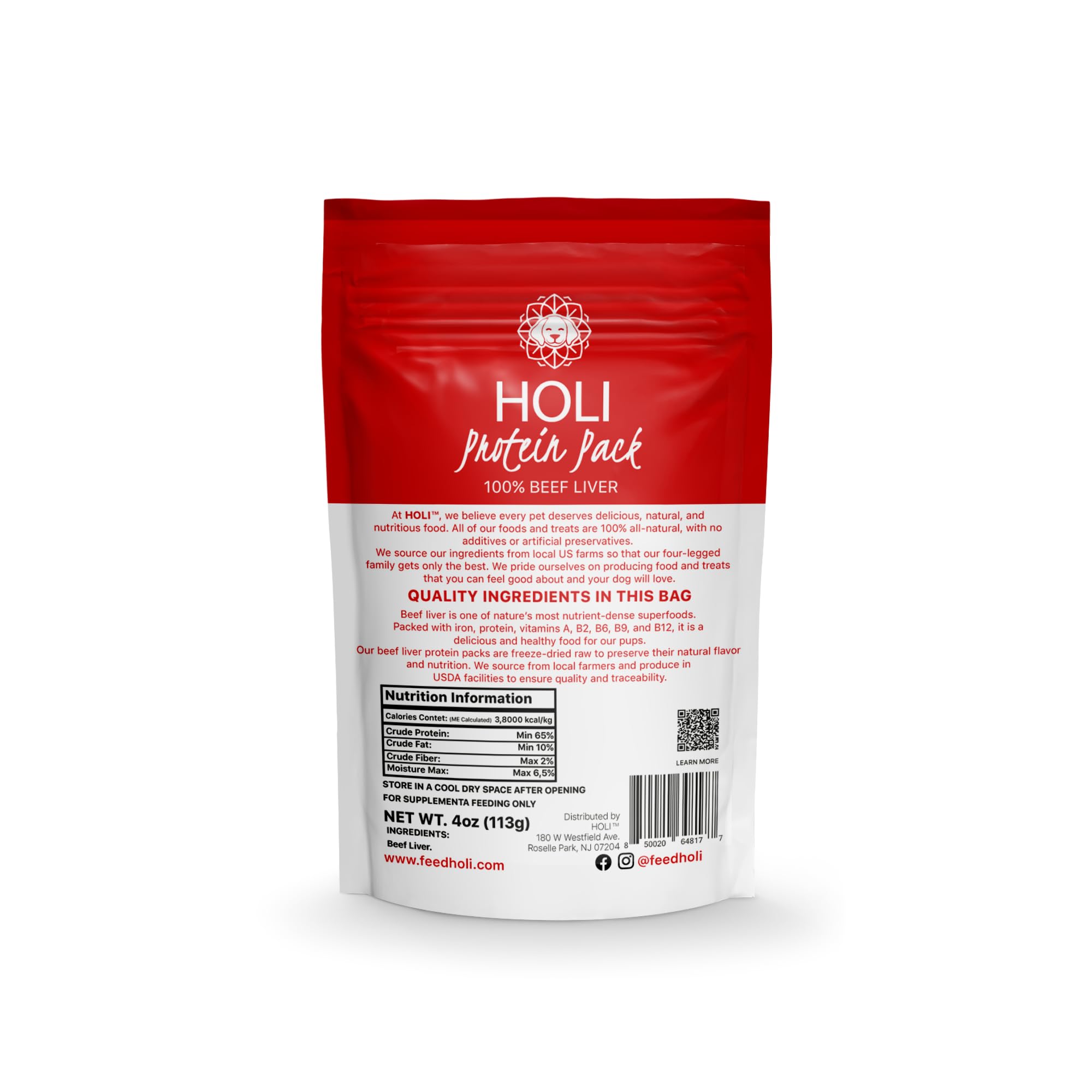 HOLI Beef Liver Dog Food Topper - Single Ingredient, Human-Grade - Freeze Dried Protein and Flavor Enhancer for Picky Dogs - Gra