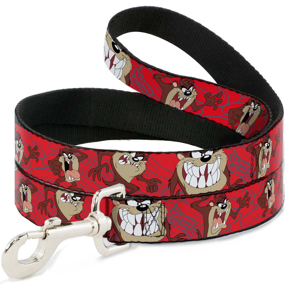 Dog Leash Tasmanian Devil Expressions Red Swirl 6 Feet Long 1.5 Inch Wide