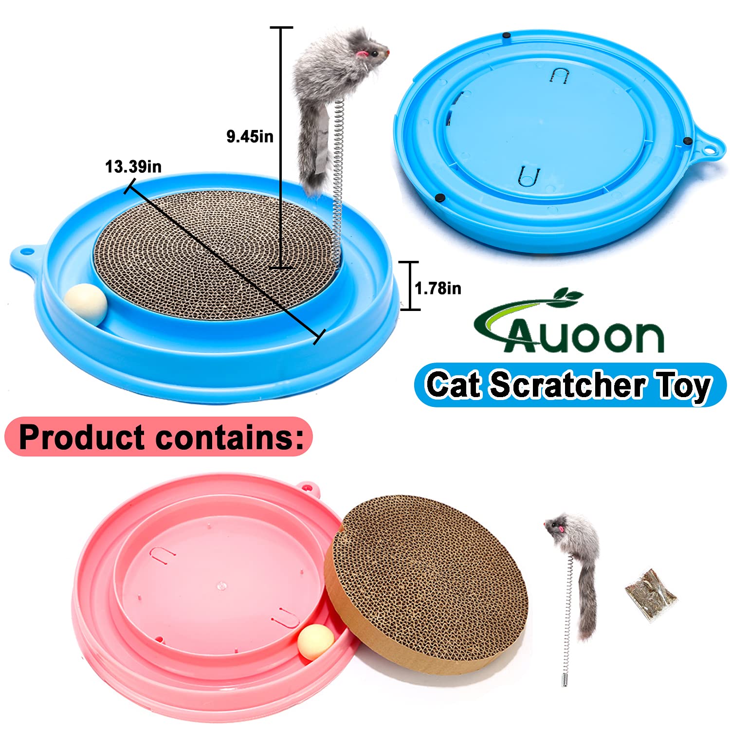 AUOON Cat Scratcher, Scratch Pad, Post Pad Interactive Training Exercise Mouse Toy with Ball (Milk Shake)