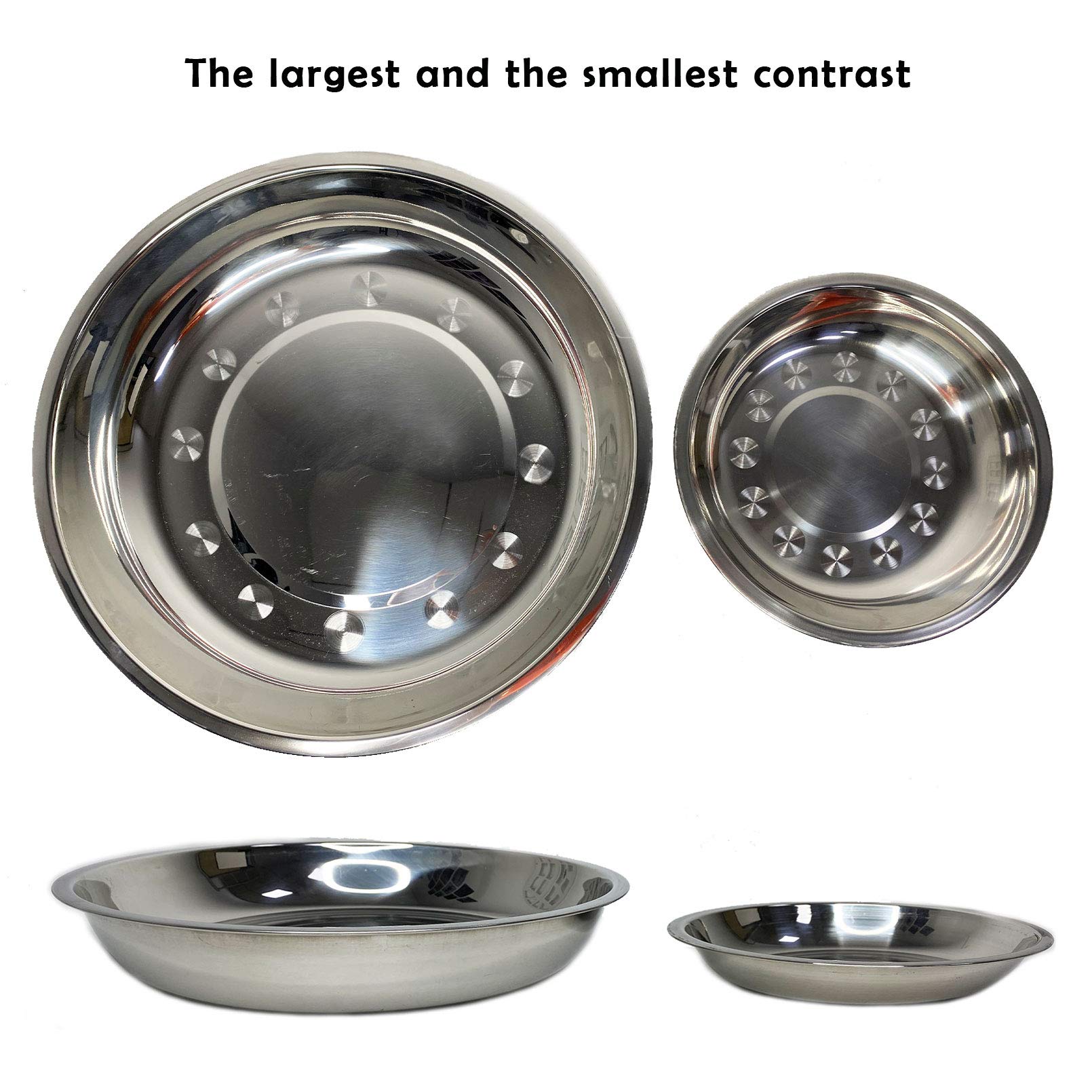 kathson Stainless Steel Whisker Relief Cat Bowl, 4 pcs Shallow and Wide Bowls, Pet Cat & Dog Feeding Large Dishes Fits with Elev