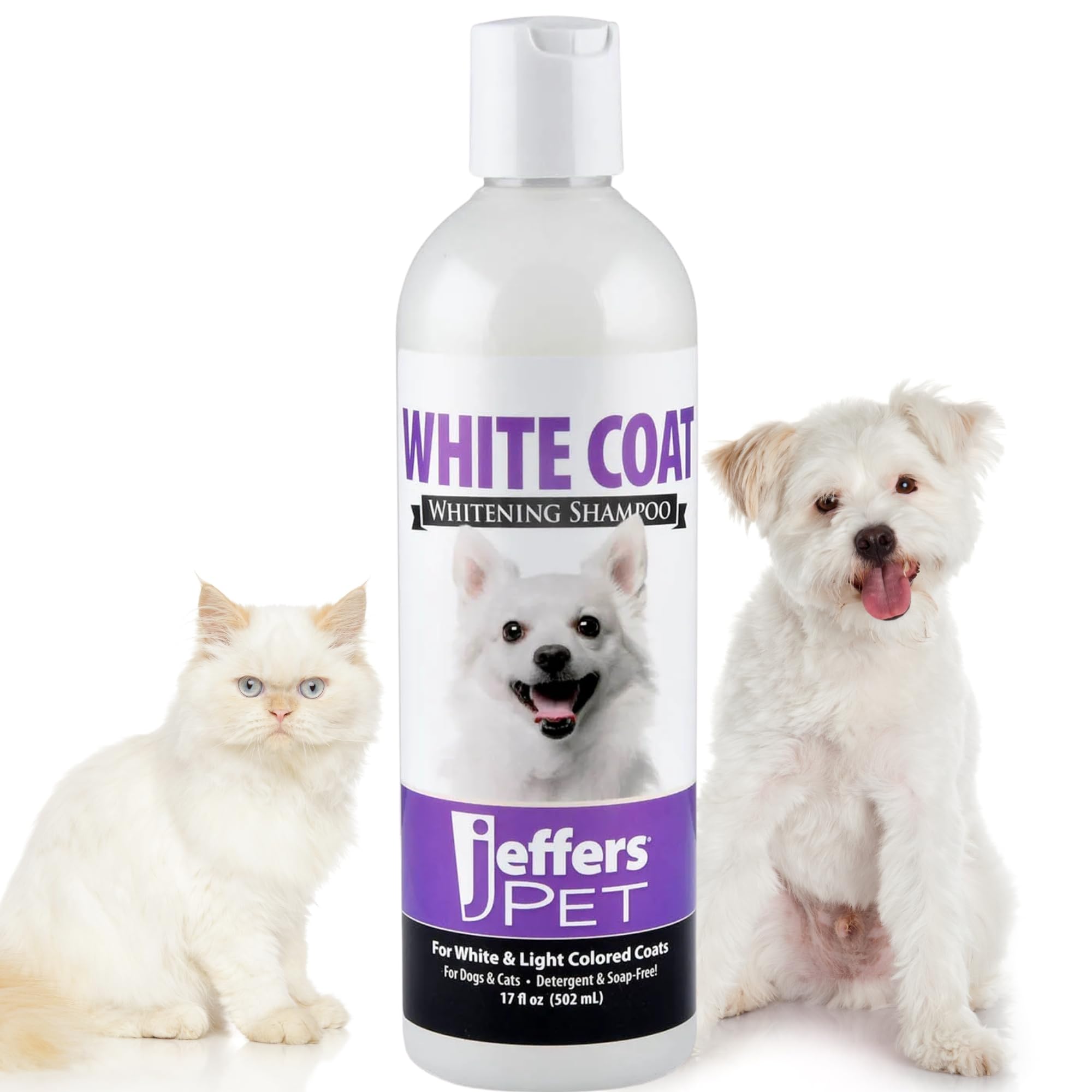Jeffers White Coat Pet Shampoo For Dogs, Cats, & Small Animals, 17 Oz - Soap Free, Concentrated Formula For White & Light Coats,