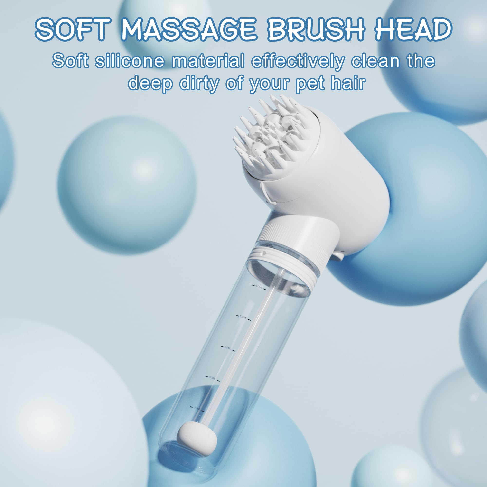 Dog Brush With Massage Head, Ergonomic Grip Handle,Electric Pet Bubble Bath Brush With Massage & Foaming Function, Ideal For Dog