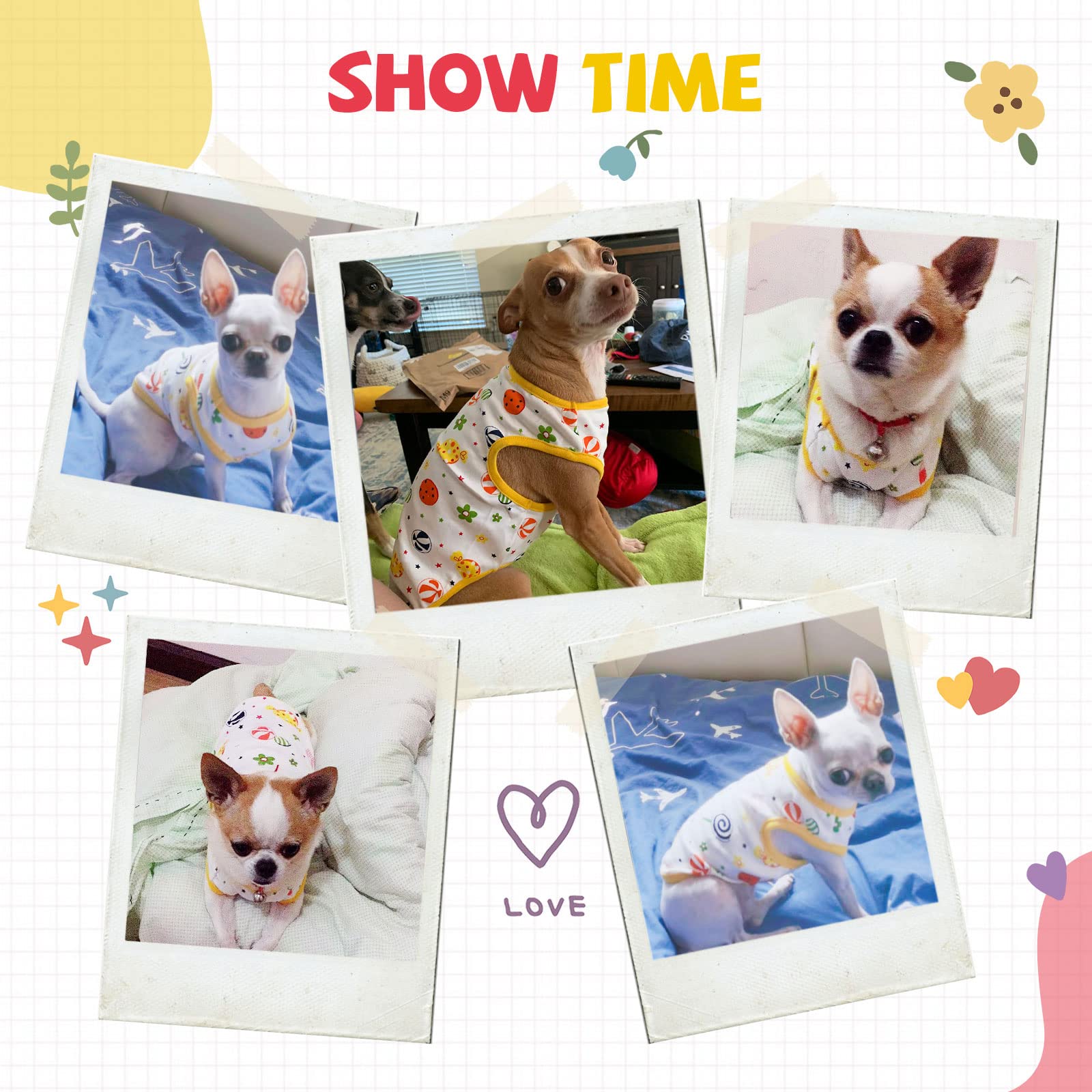 Hrttsy Small Dog Shirt Cute Puppy Cat T Shirt Clothes Soft Cotton Sleeveless Tee Shirts For Small Dogs Cats Summer Doggy Vest Te