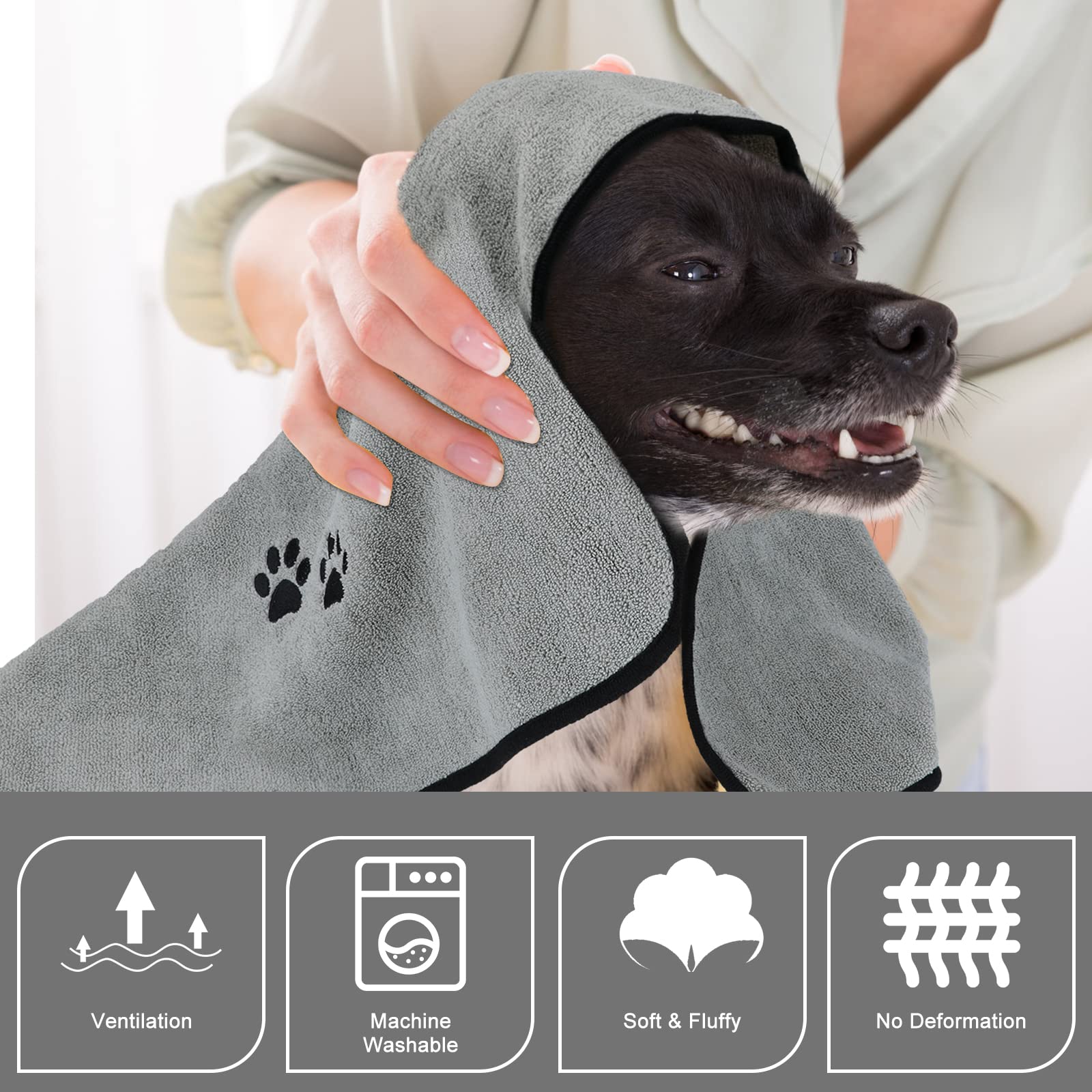 Wipela 1Pieces Microfiber Pet Bath Towel Dog Towel.Dog Towel Soft Absorbent Drying For Small Medium Large Dogs And Cats With Gre