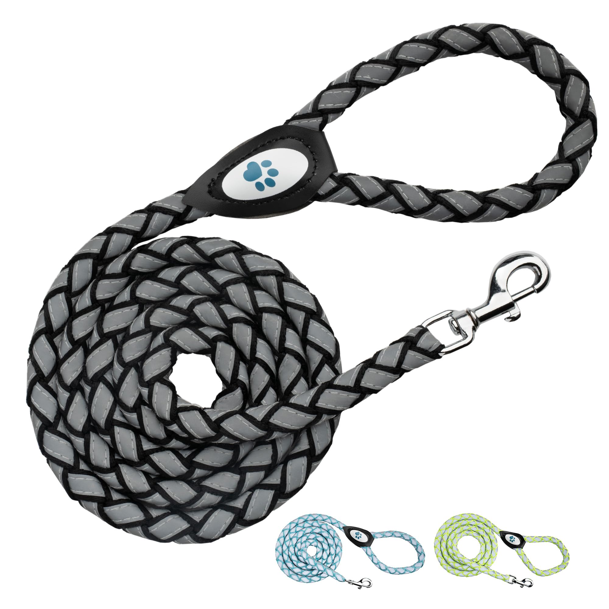 Safetypup Xd Reflective Dog Leash. Heavy Duty And Durable For Large And Medium Breeds. 6 Ft Long Rope, Tangle Free Braided Leash